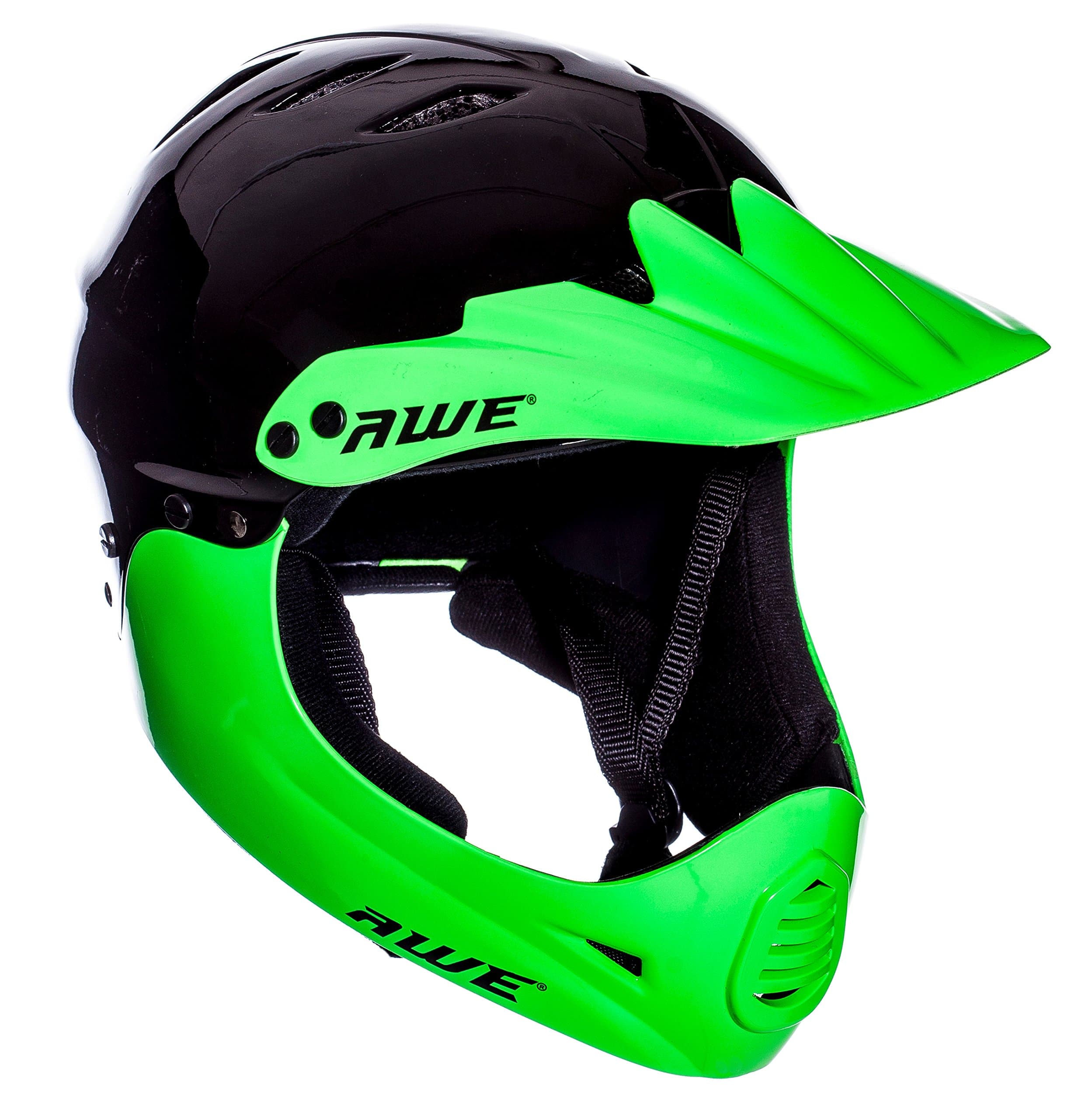 AWE® AWEBlaze™ Junior 16+ /Adult BMX/Bike Full Face Helmet Black/Green Medium 56-58cm CE EN1078 FREE 5 YEAR CRASH REPLACEMENT*