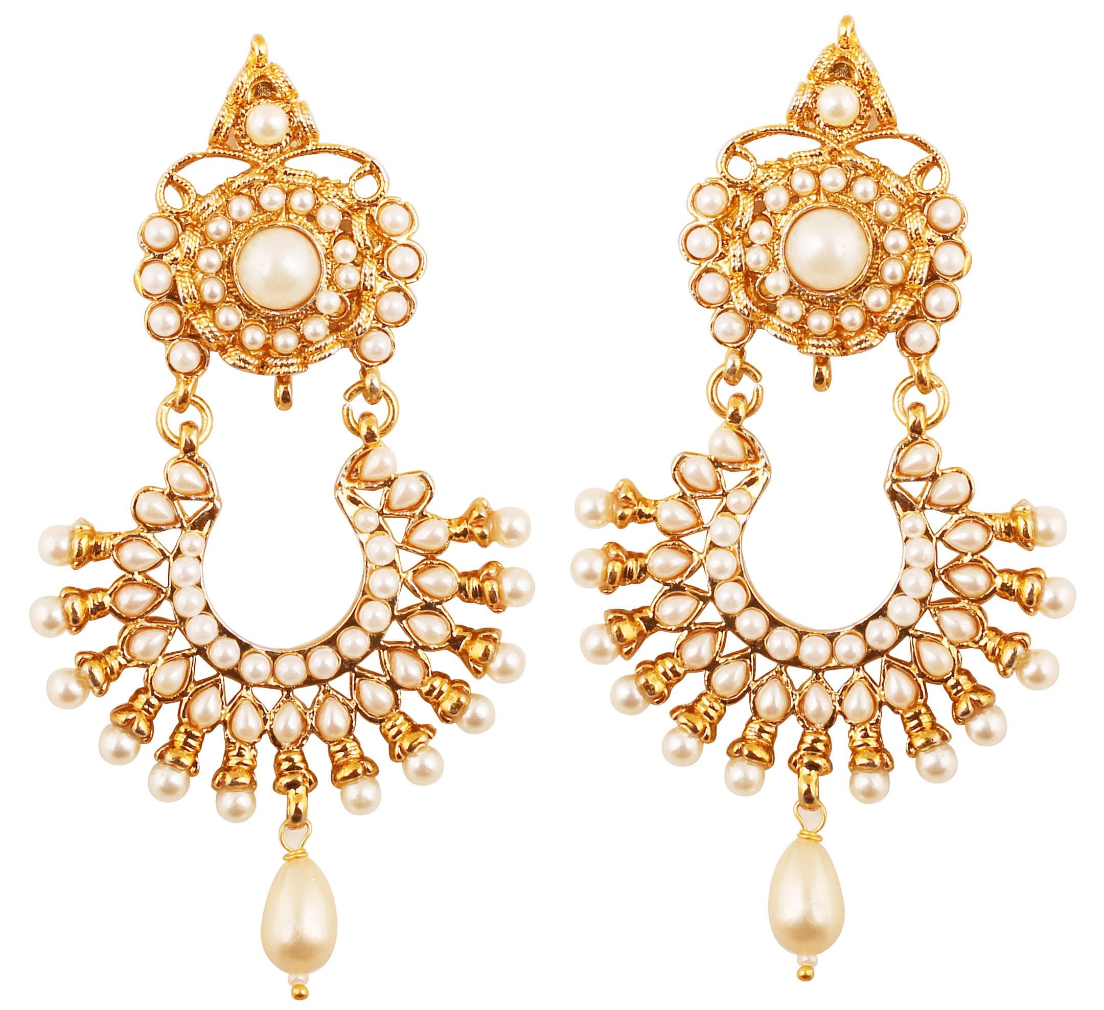 Touchstone Indian Bollywood traditional handcrafted Bridal Wedding Designer crystal Jewelry colorful long earrings Jhumki in Antique Gold And Silver Tone For Women.