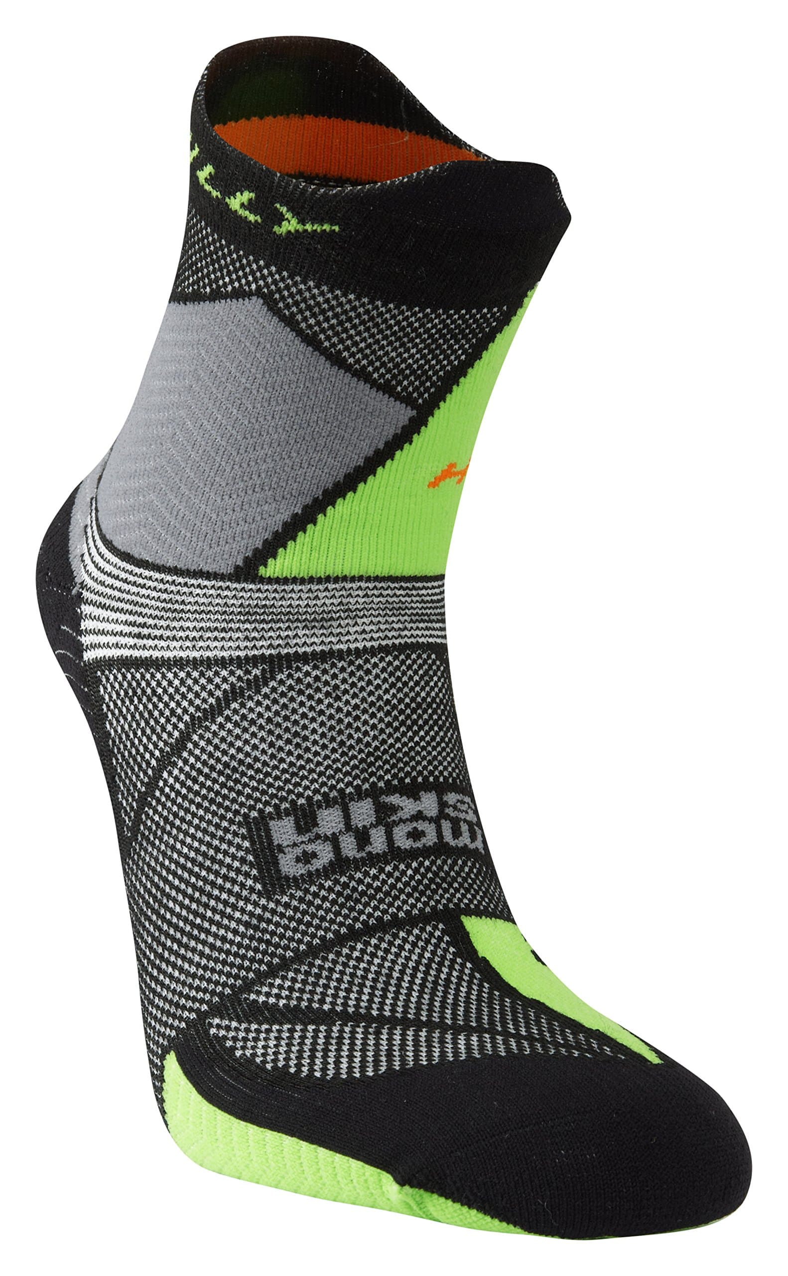 HillyMens Ultra Marathon Fresh Running Socks - Black/Grey/Green
