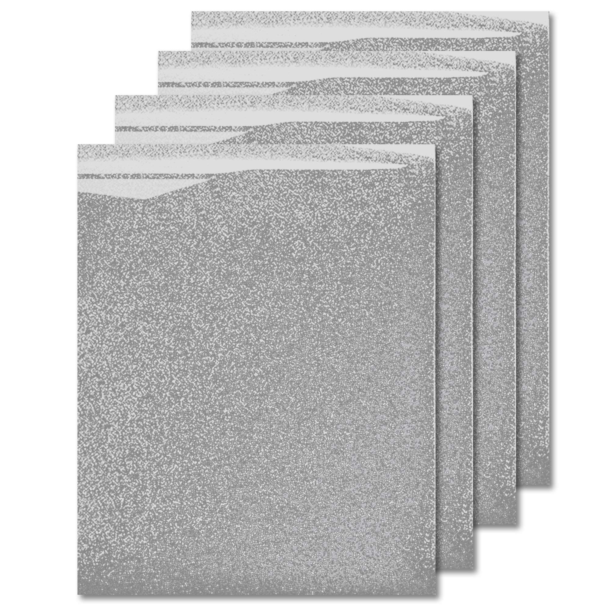 MiPremium Glitter Silver Heat Transfer Vinyl HTV, Glitter Iron On Vinyl (Pack of 4 Sheets), for T Shirts Sports Clothing, Garments & Fabrics, Easy Weed & Press Glitter Vinyl (Glitter Silver)