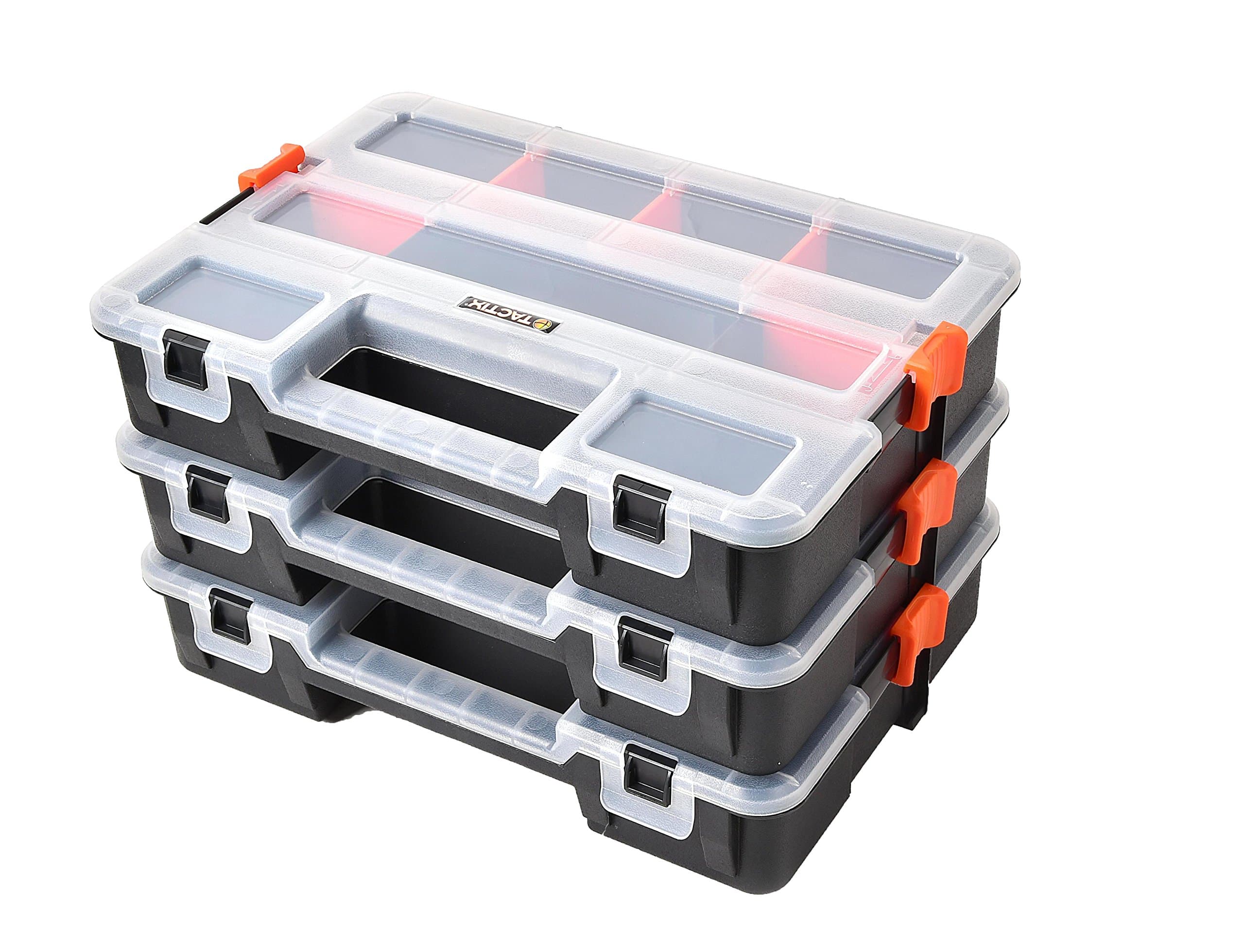 Assortment Box Suitcase, 3 Stackable Organisers with Removable Dividers, Side Lock for Secure Stacking, 320027