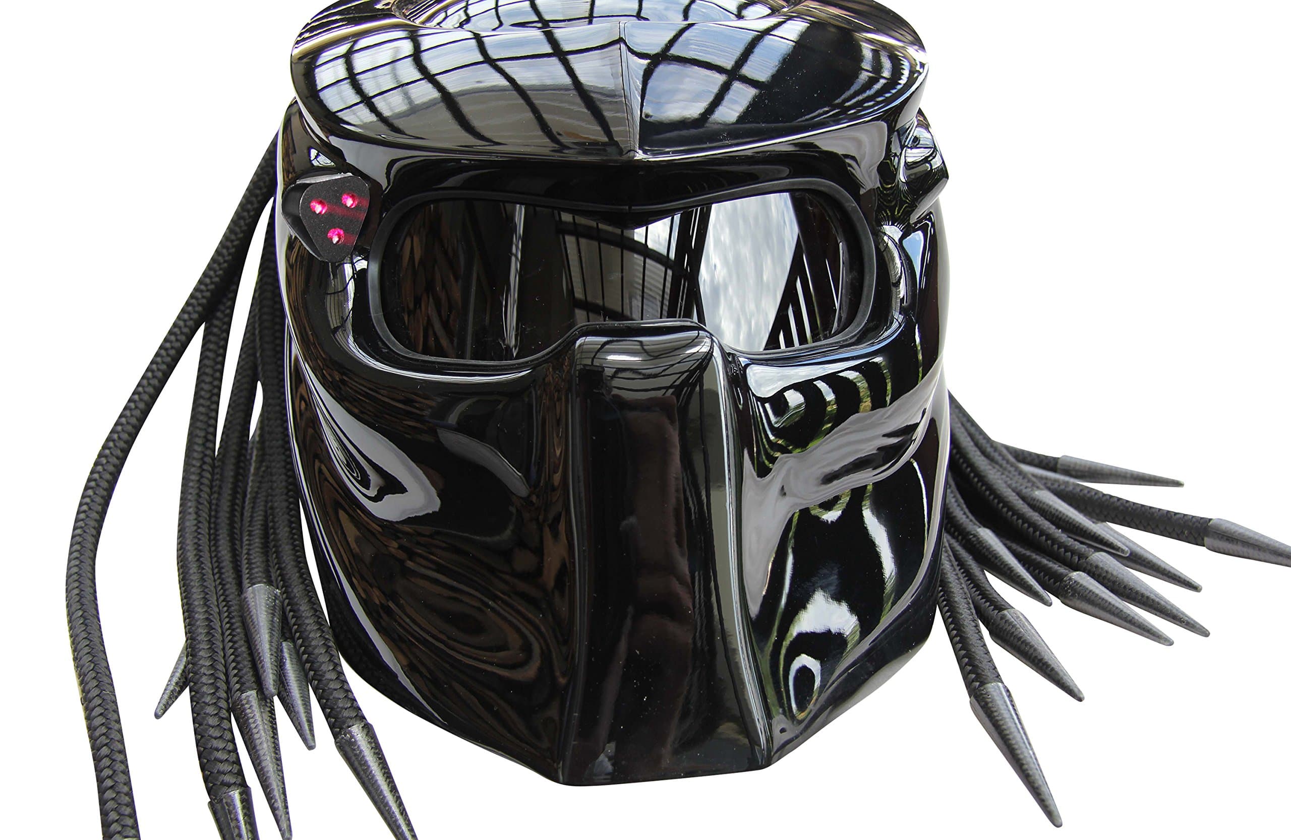 Predator Motorcycle Helmet X1 Black Base with Led Lamp made by XFF Fiber Factory