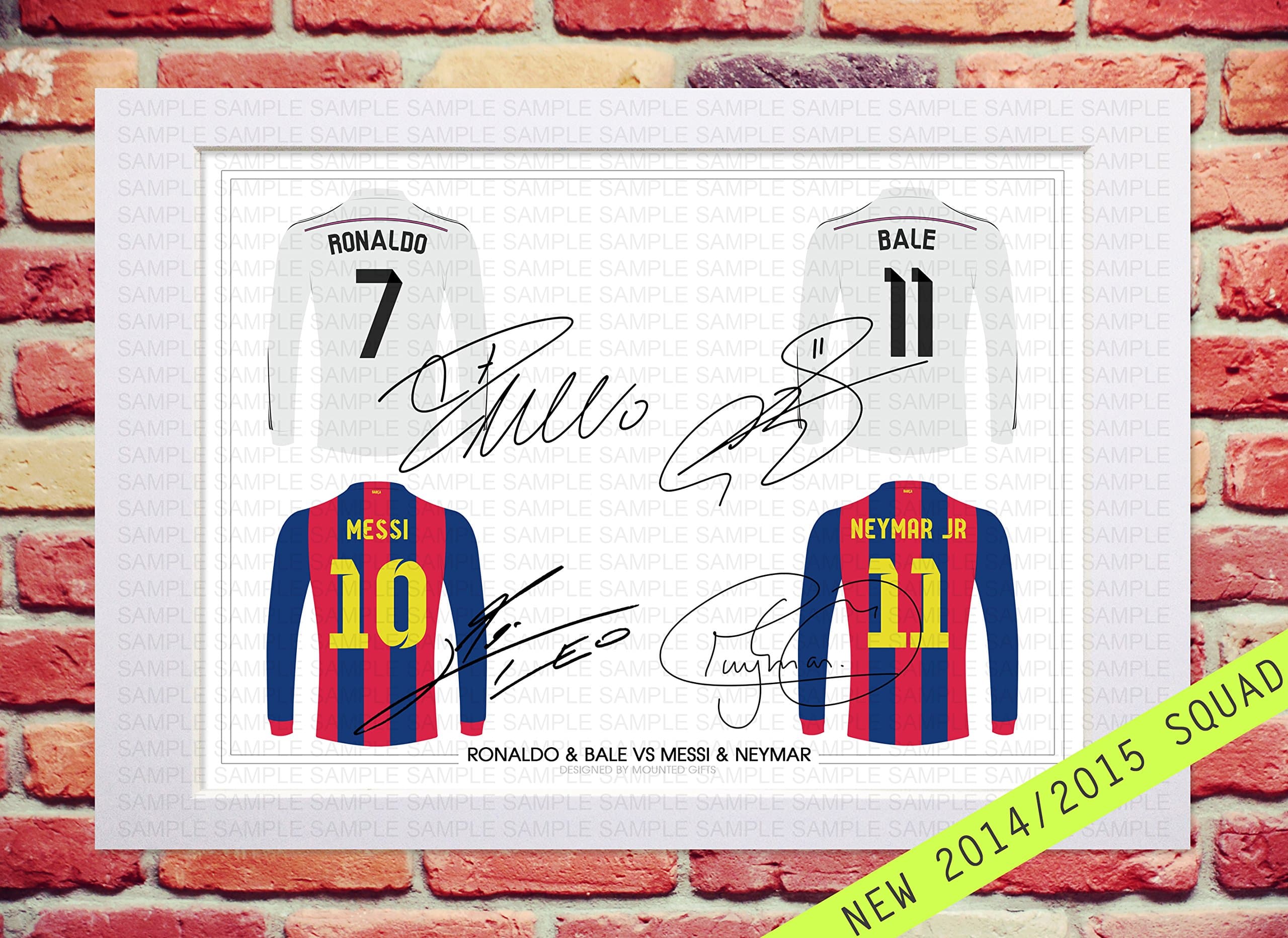 MOUNTED MESSI NEYMAR RONALDO & BALE 2013-2014 NEW SEASON ALL SQUAD TEAM PLAYERS SIGNED AUTOGRAPH 12X8 INCH MOUNT WITH PRINTED AUTOGRAPHS MOUNTED PHOTO PRINT POSTER PHOTOGRAPH ART ARTWORK PICTURE AUTOGRAPHED AUTOGRAFO AUTOGRAF SIGNATURE DEDICACER AUTOGRAMM SIGNEREN POSTER GIFT PRESENT XMAS CHRISTMAS BIRTHDAY LIONEL MESSI NEYMAR JR JUNIOR DOS SANTOS CRISTIANO RONALDO GARETH BALE BARCELONA REAL MADRID