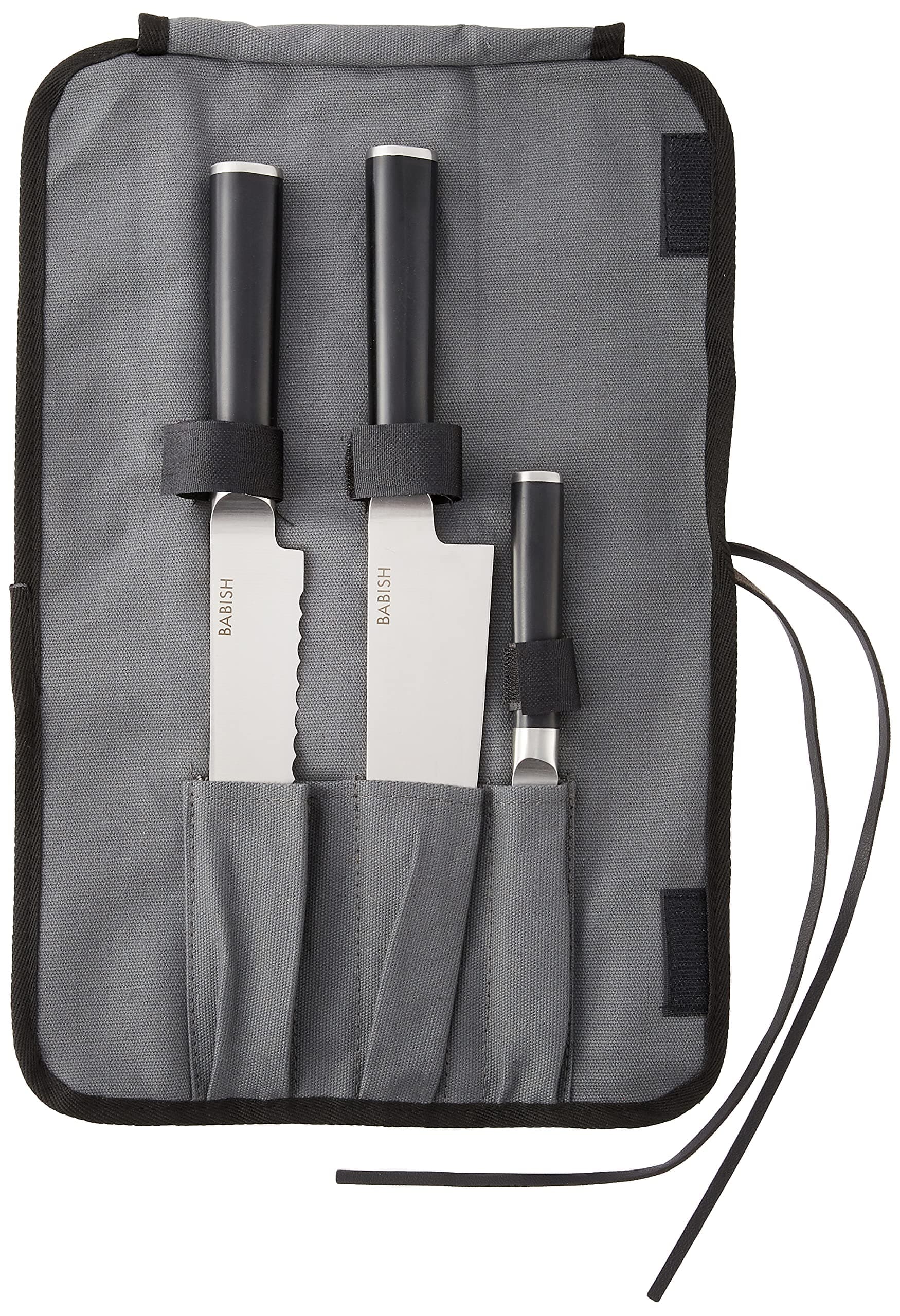 German High-Carbon 1.4116 Steel Cutlery Knife Set, 3-Piece (Chef, Bread, & Pairing Knive) w/Kitchen Knives Roll