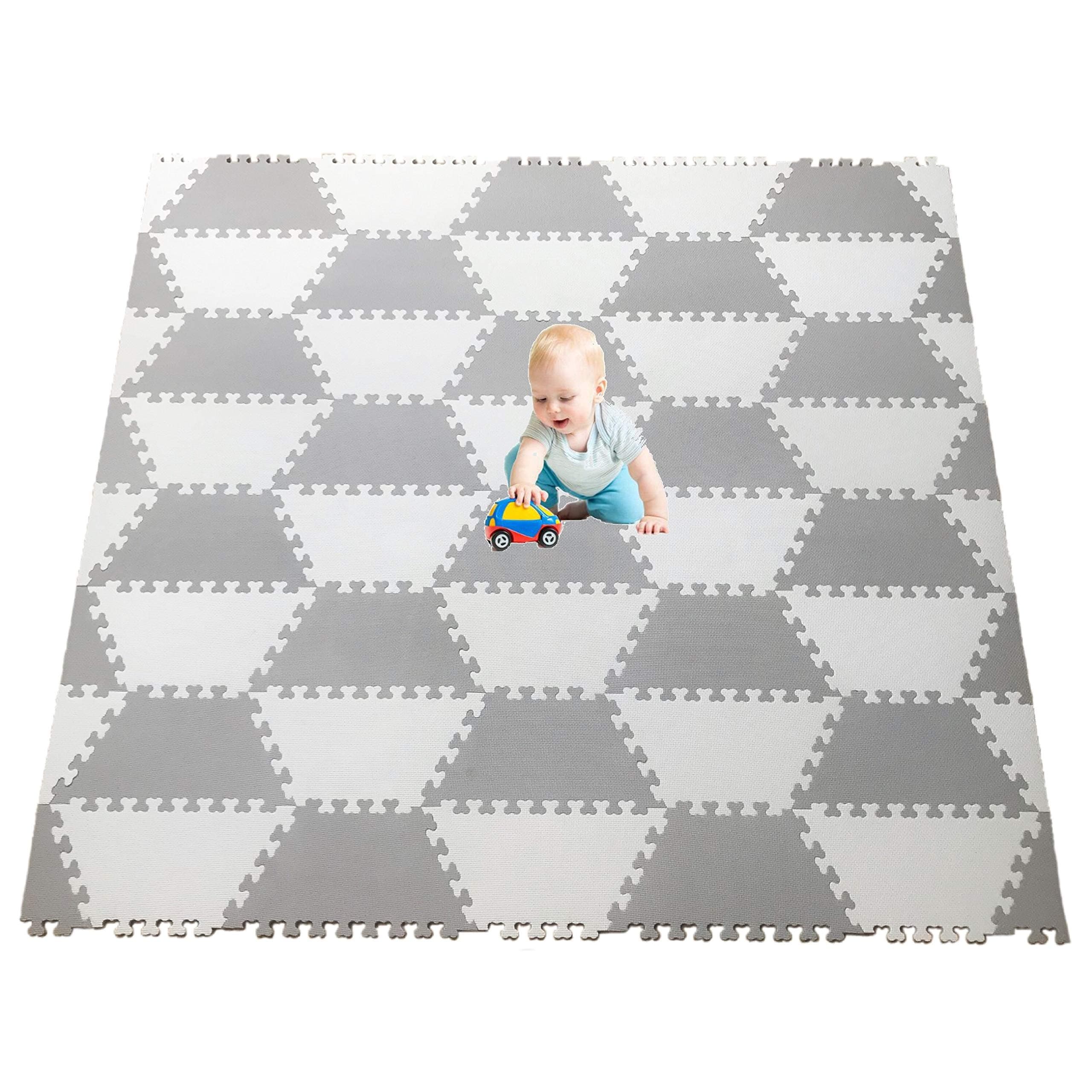 Red SuricataPlayspot Foam Hexamat – Geo Interlocking Baby Play Mat - Baby Playmat for Kids, Infants & Toddlers – 79” x 60” or 74” x 63” Rubber Foam Floor Puzzle Mats Tiles (Ghost White/Grey