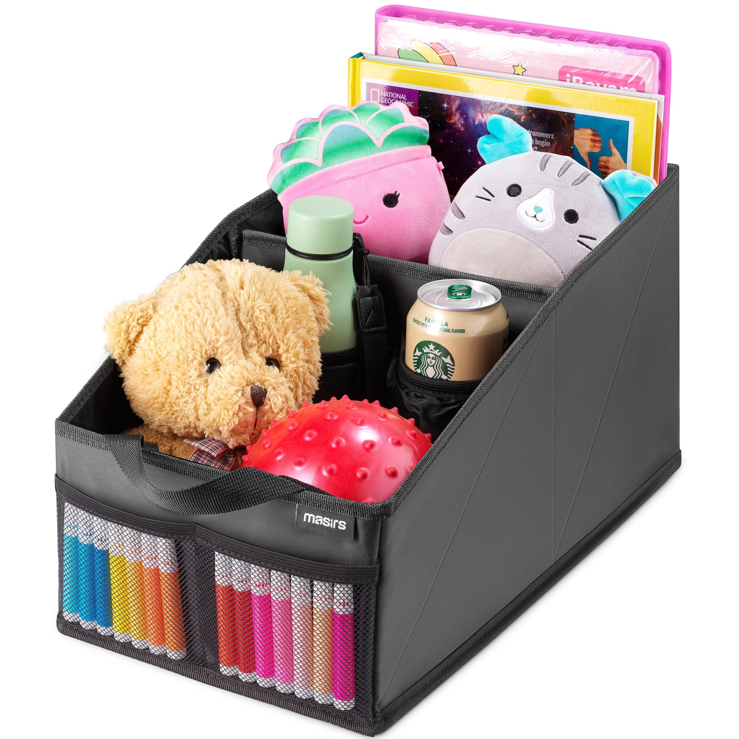 Back Seat Car Organizer - Plenty of Space to Neatly Store and Organize Your Kids Books, Toys, Games and Snacks While Traveling. A Must for Long Road Trips. Folds Flat for Easy Trunk Storage.