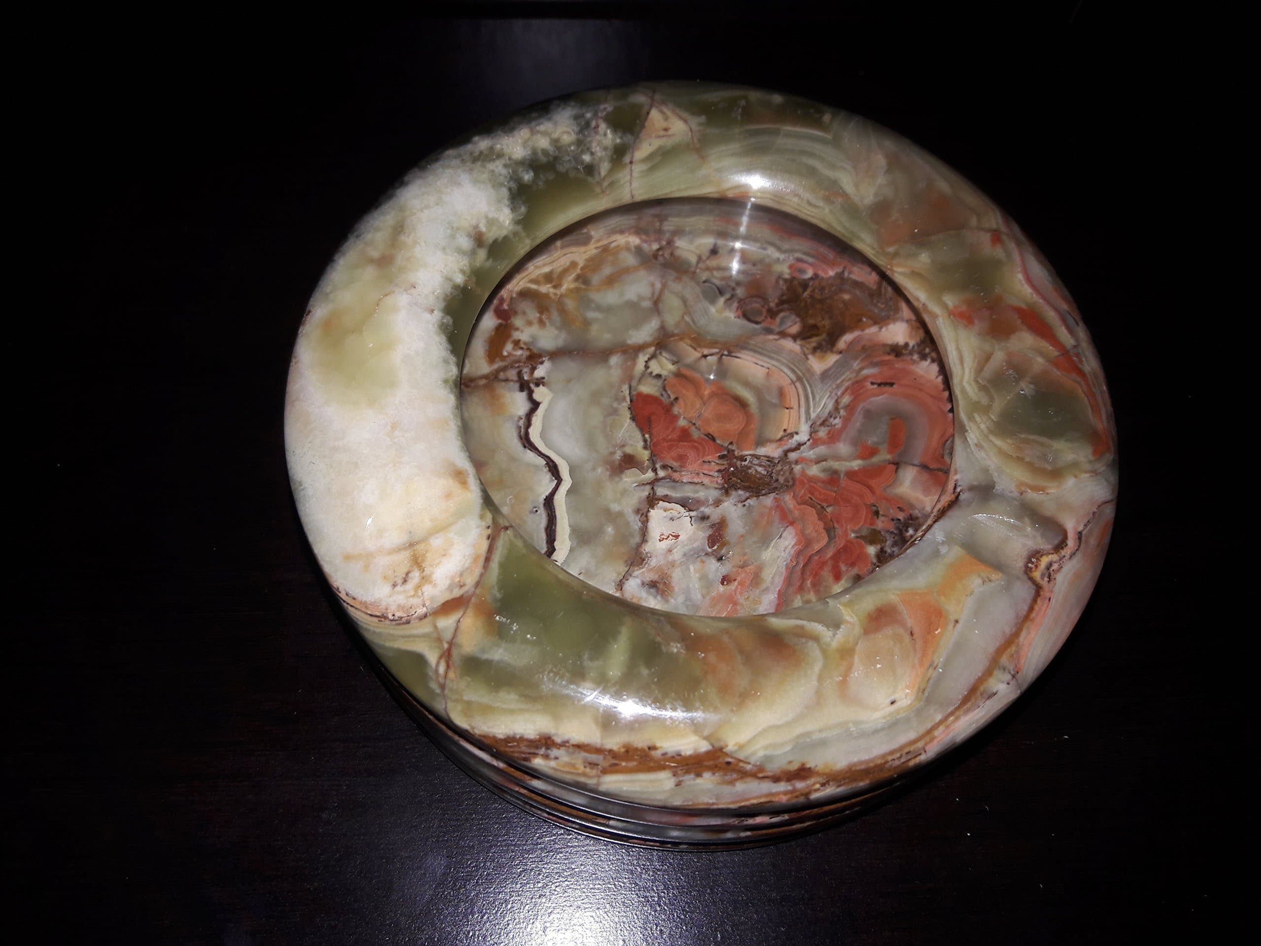 for Home Vintage Looking Collectable Marble Onyx Ash Tray in Multi Color with Hollow Shape Perfect Gift for Men