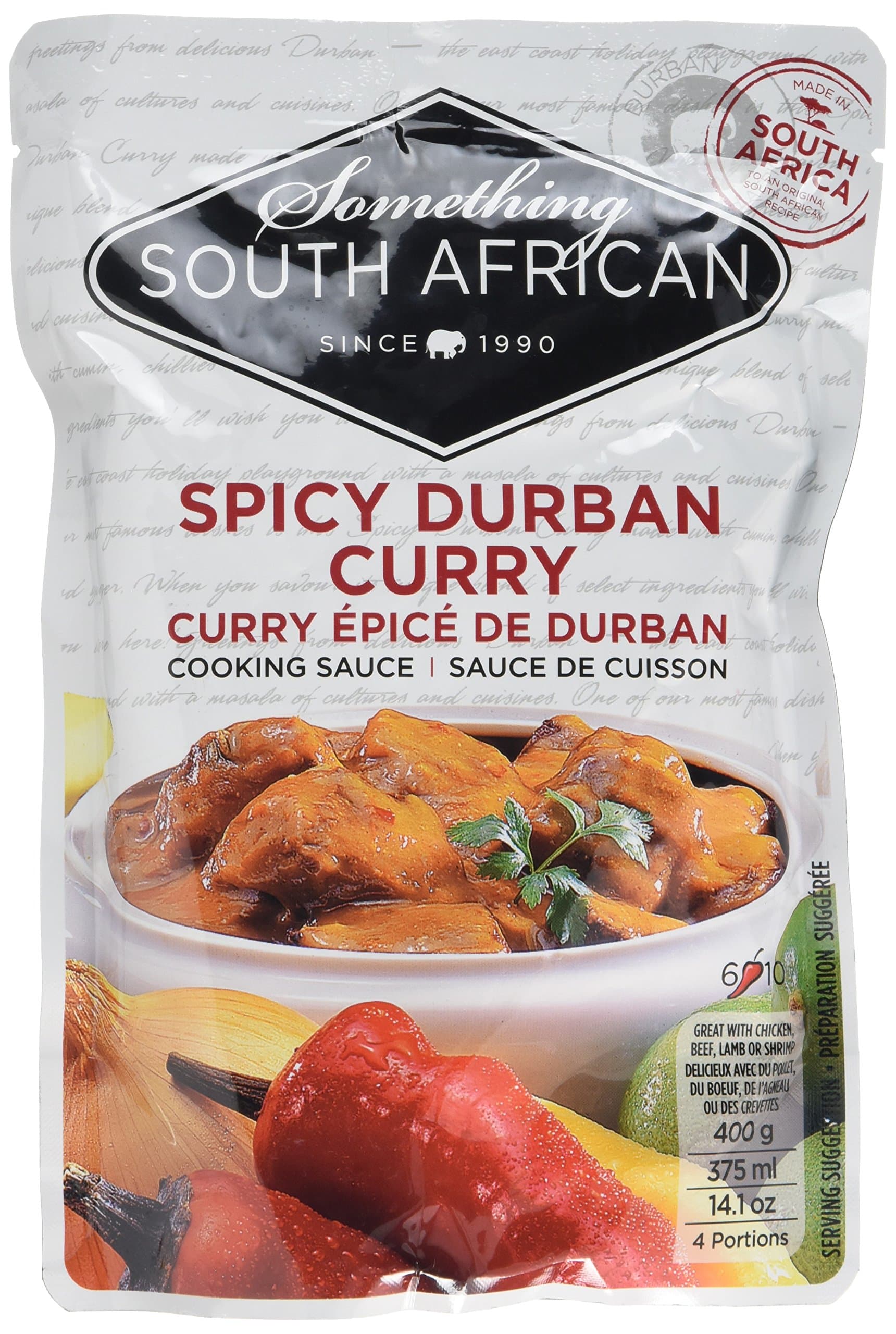 Something South African Chillies and Ginger Spicy Durban Curry Sauce 400 g (Pack of 5)