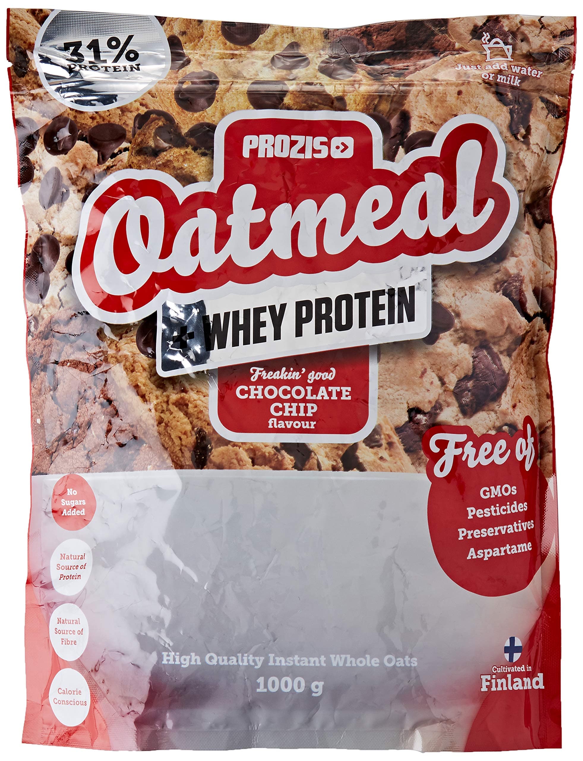 Prozis Oatmeal with Whey Protein 1000g - Cereals Charged High-Quality Carbohydrates & Satiating Fibre - Chocolate Chip Flavour - Suitable for Vegetarians - Heart Friendly - 12 Servings …