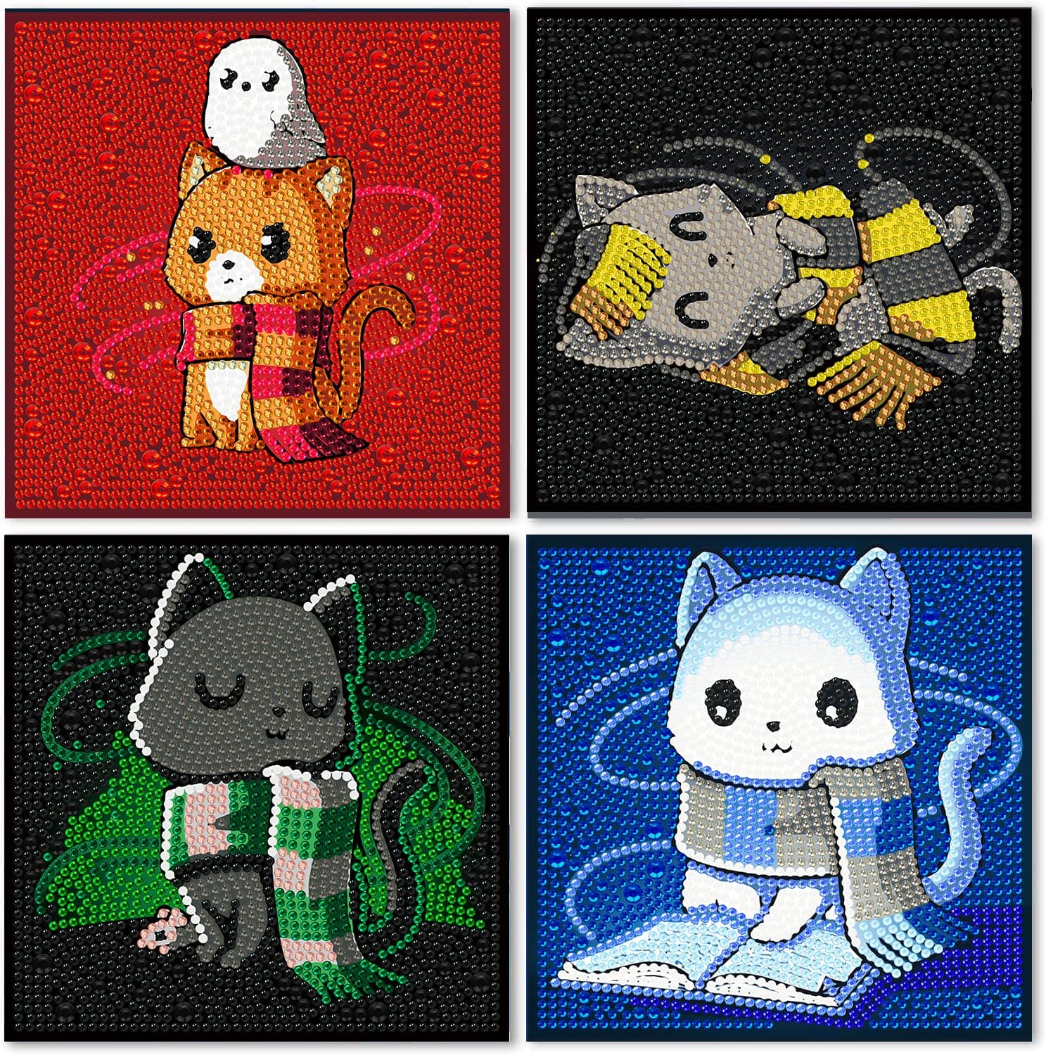 Eiazuiks Diamond Painting Kits for Kids, 4 Packs Cartoon 5D Full Drill Diamond Art Cartoon Dots for Kids 6x6 Inch