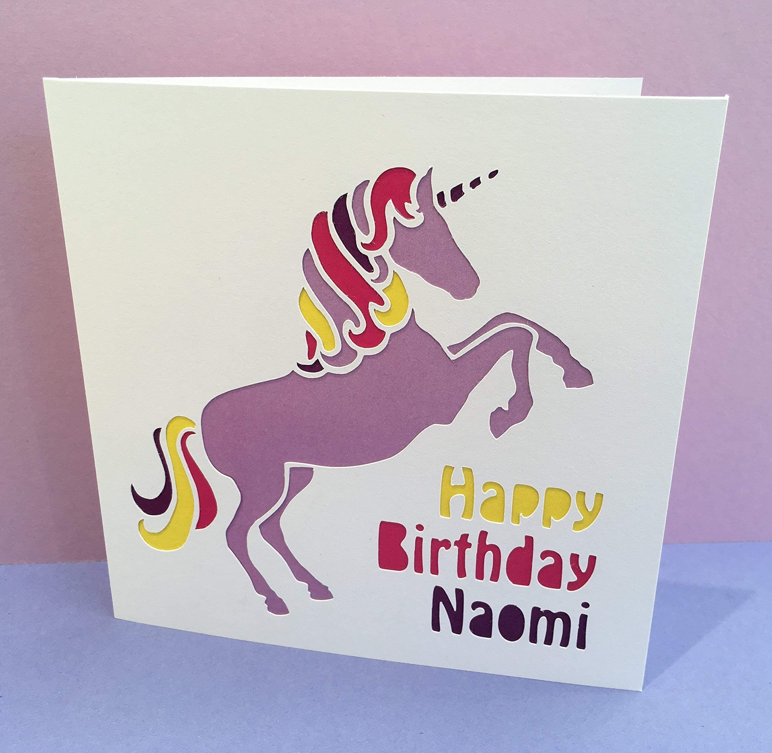 Personalised Unicorn Birthday Card - Little Girl - Paper Cut