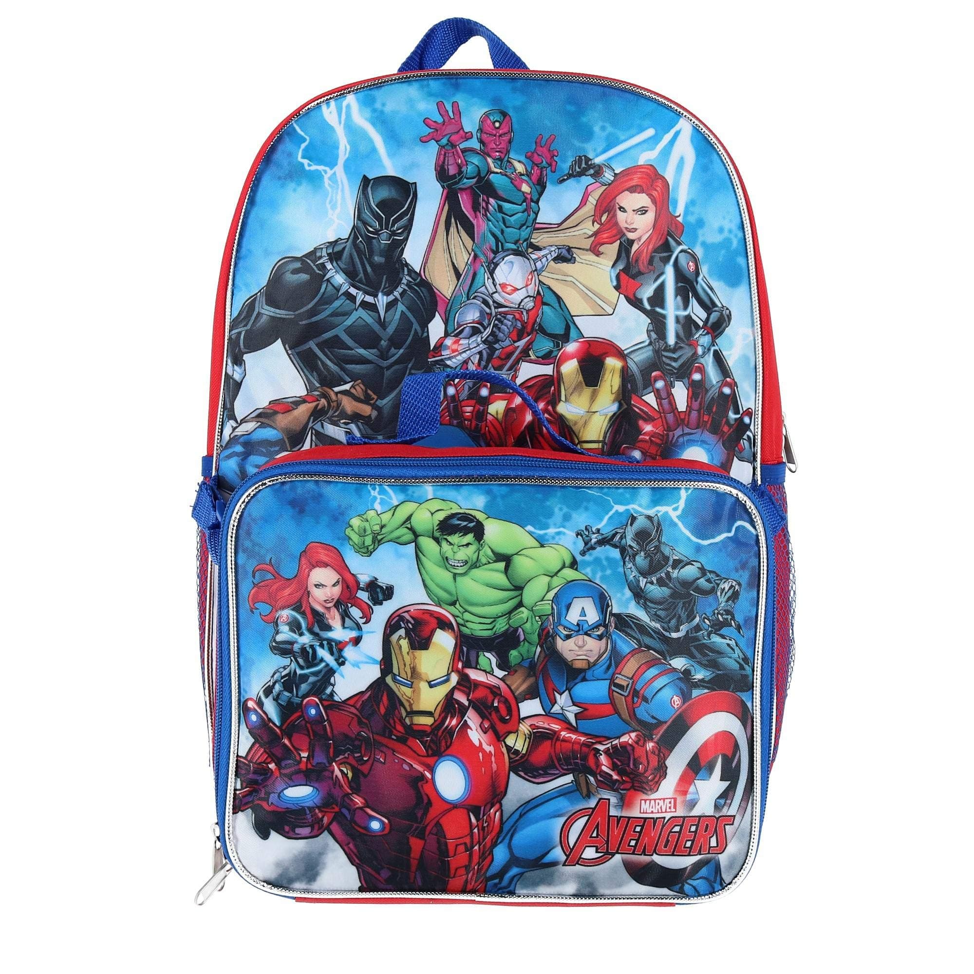 Royal ConnextionMarvel Avengers 16" Backpack With Detachable Matching Lunch Box Featuring Ant-Man, Black Panther and Other Super Heros