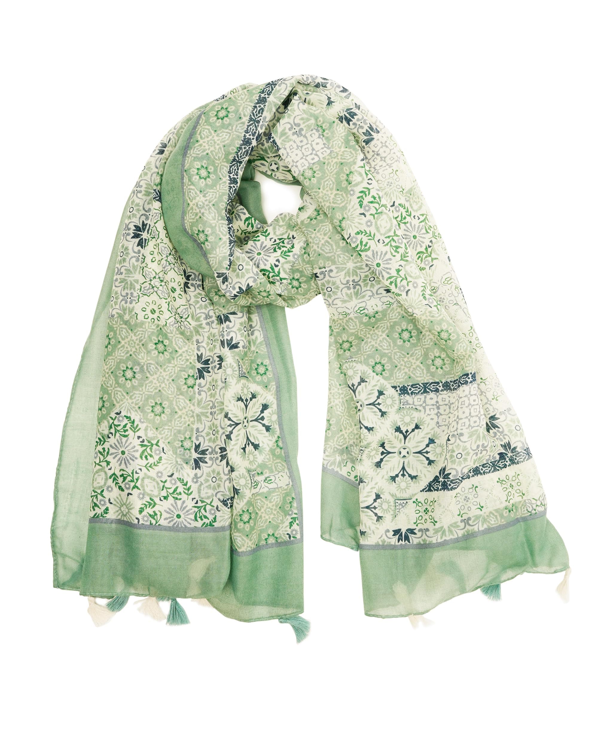 Large Boho Scarf for Women Lightweight Floral Printed Scarves Fall Winter Fashion Fringed Shawl wraps