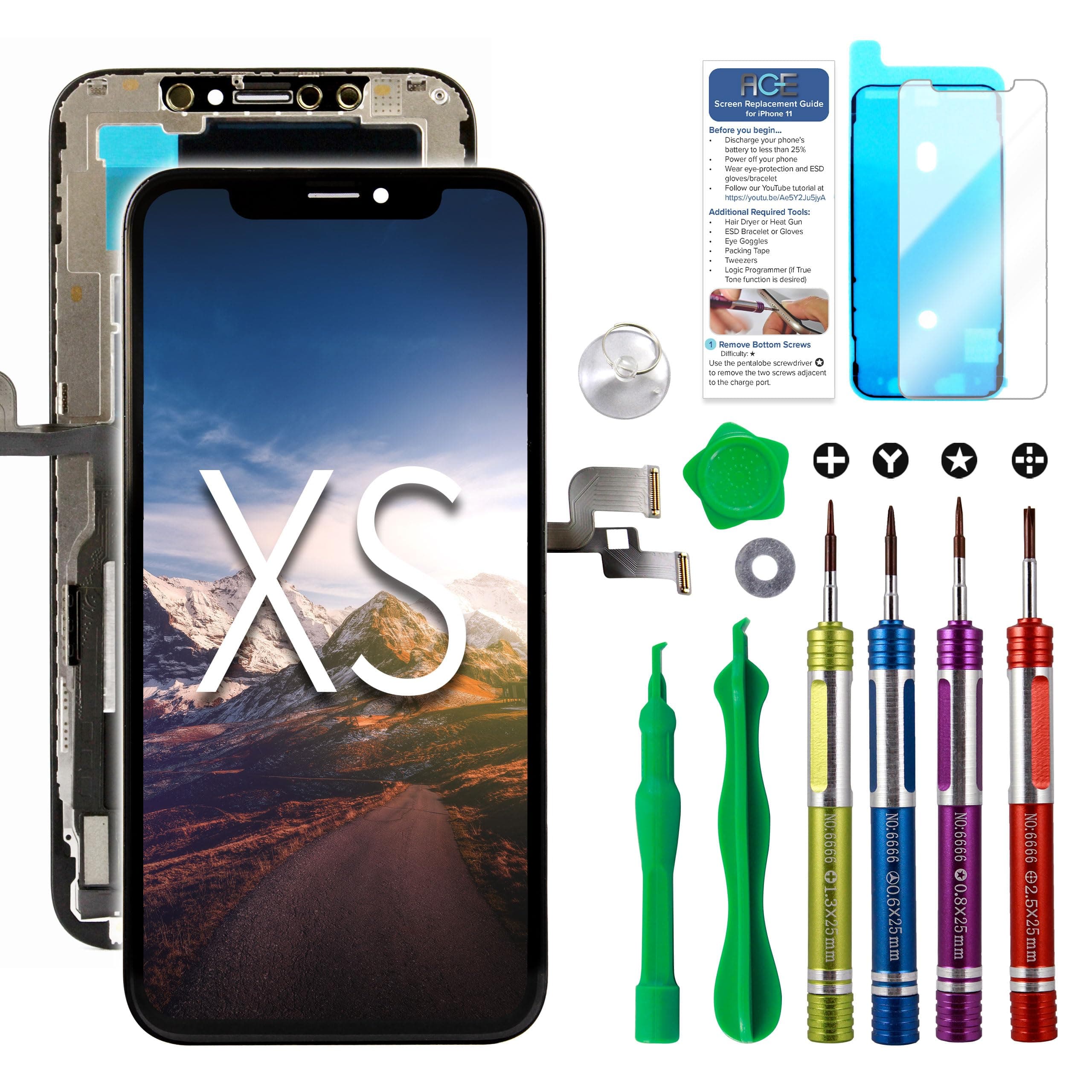 Compatible with iPhone Xs LCD Screen Replacement 5.8 inch (Model A1920, A2097, A2098,A2099, A2100) LCD Touch Screen Display Digitizer Repair Kit Assembly with Complete Repair Tools