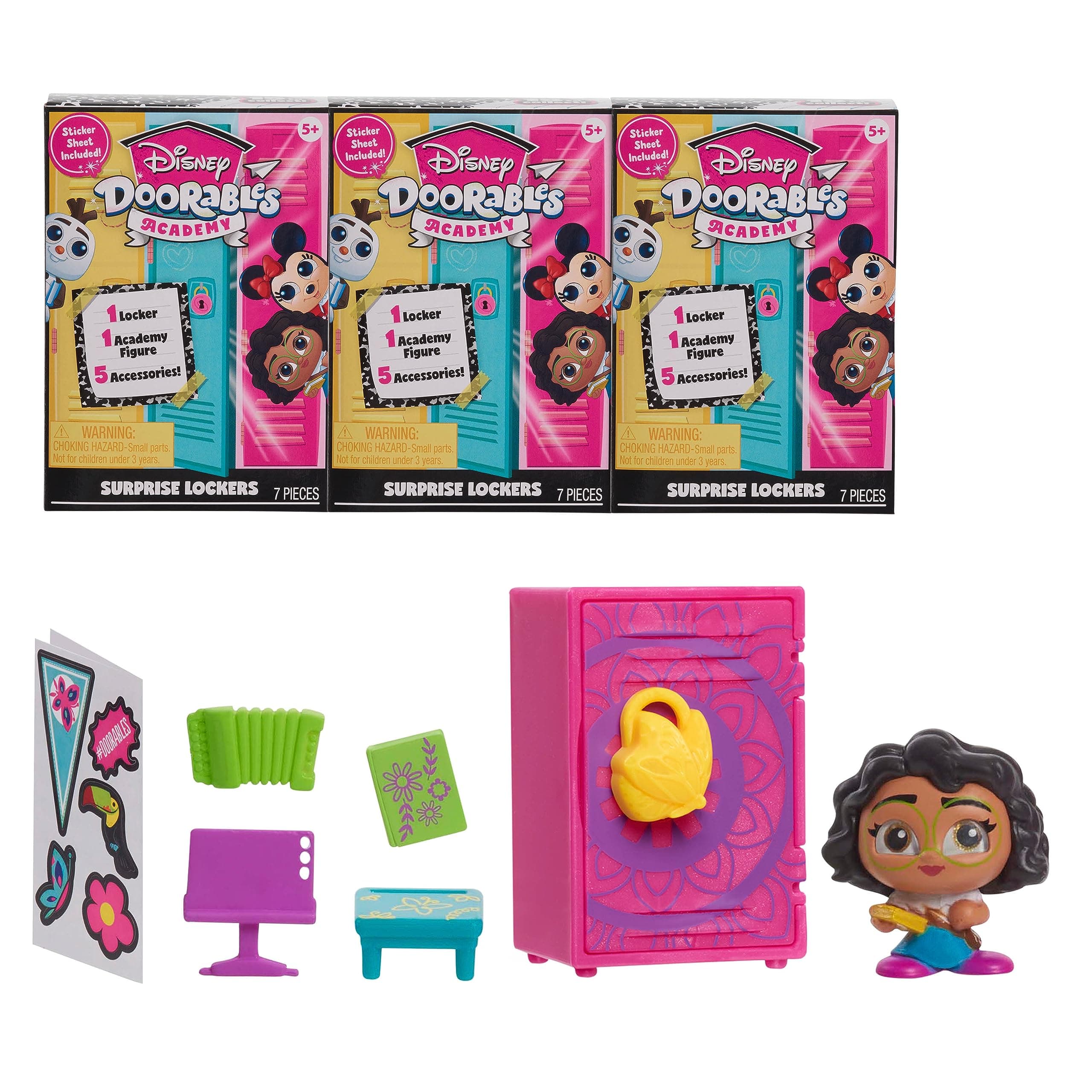 Disney Doorables Academy Surprise Locker 3 Pack Collectible Figure Set, Styles May Vary, Officially Licensed Kids Toy for Ages 5+ by Just Play