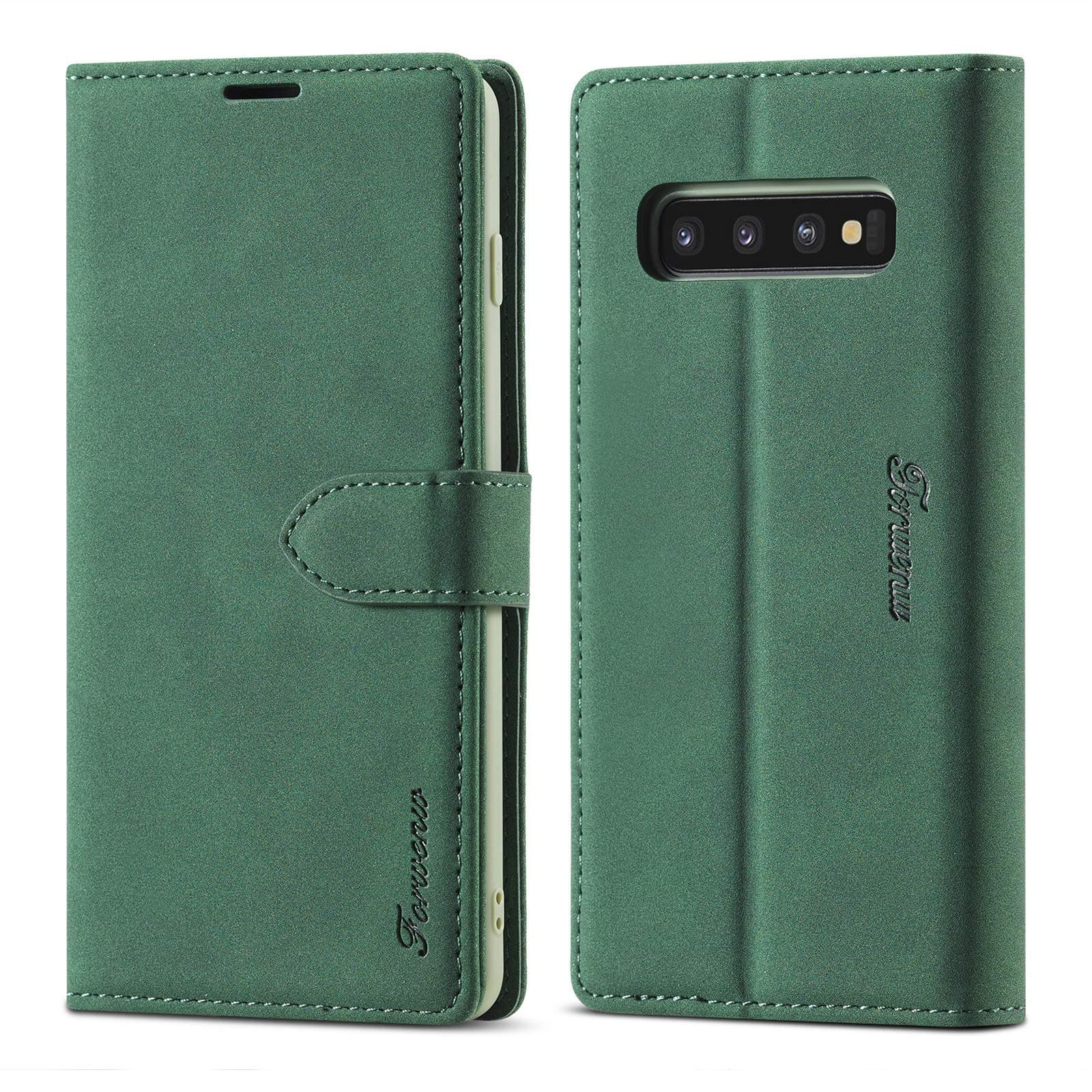Wallet Case for Samsung Galaxy S10E, Vintage Leather Case Card Holder Kickstand Magnetic Closure Flip Case Cover for Samsung S10E - Green