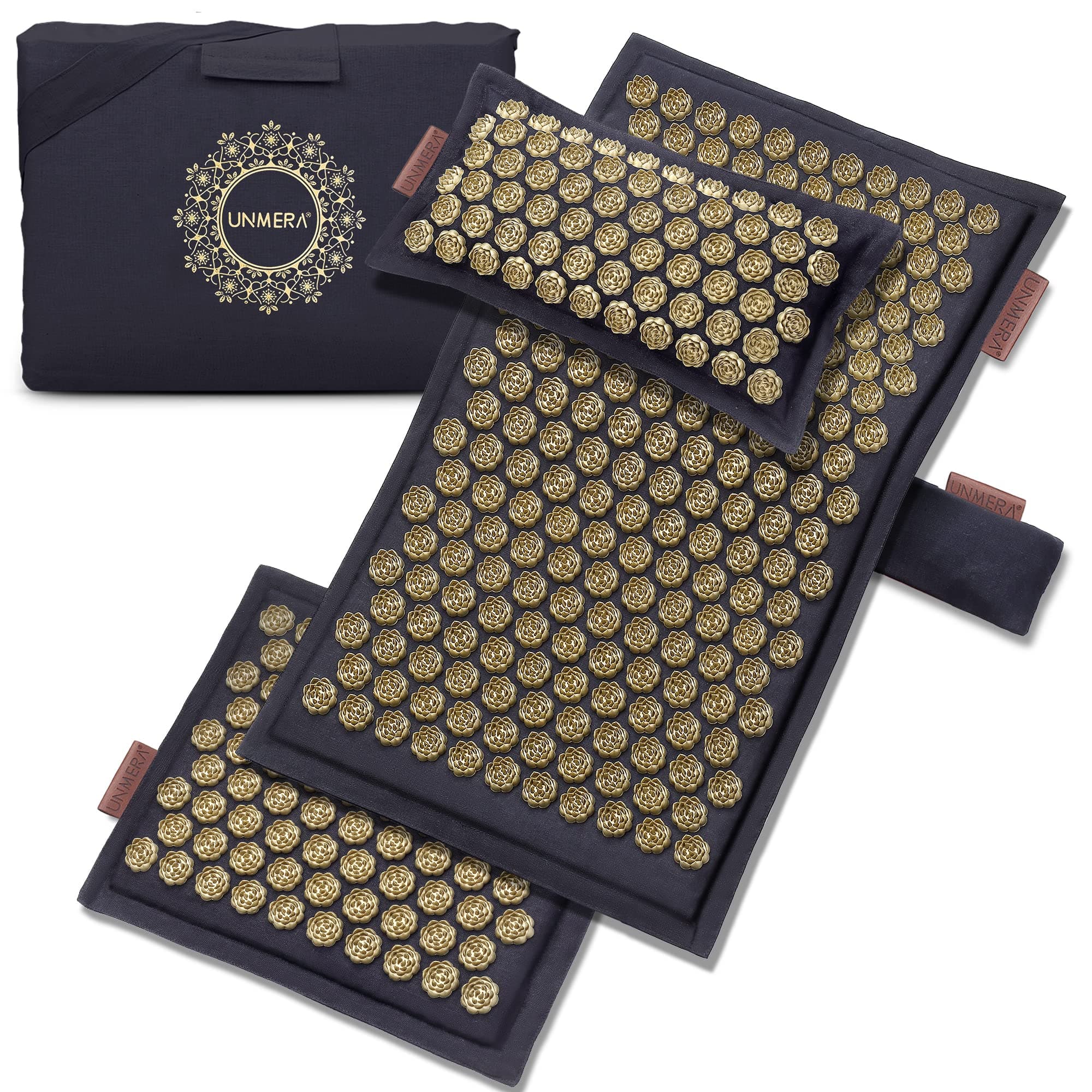 UNMERA Acupressure Mat and Pillow Set,Natural Premium Linen & Coconut Fiber Filling,for Back/Neck Pain Relief, Sciatic, Headache and Muscle Relaxation, Comes with Carrying Bag