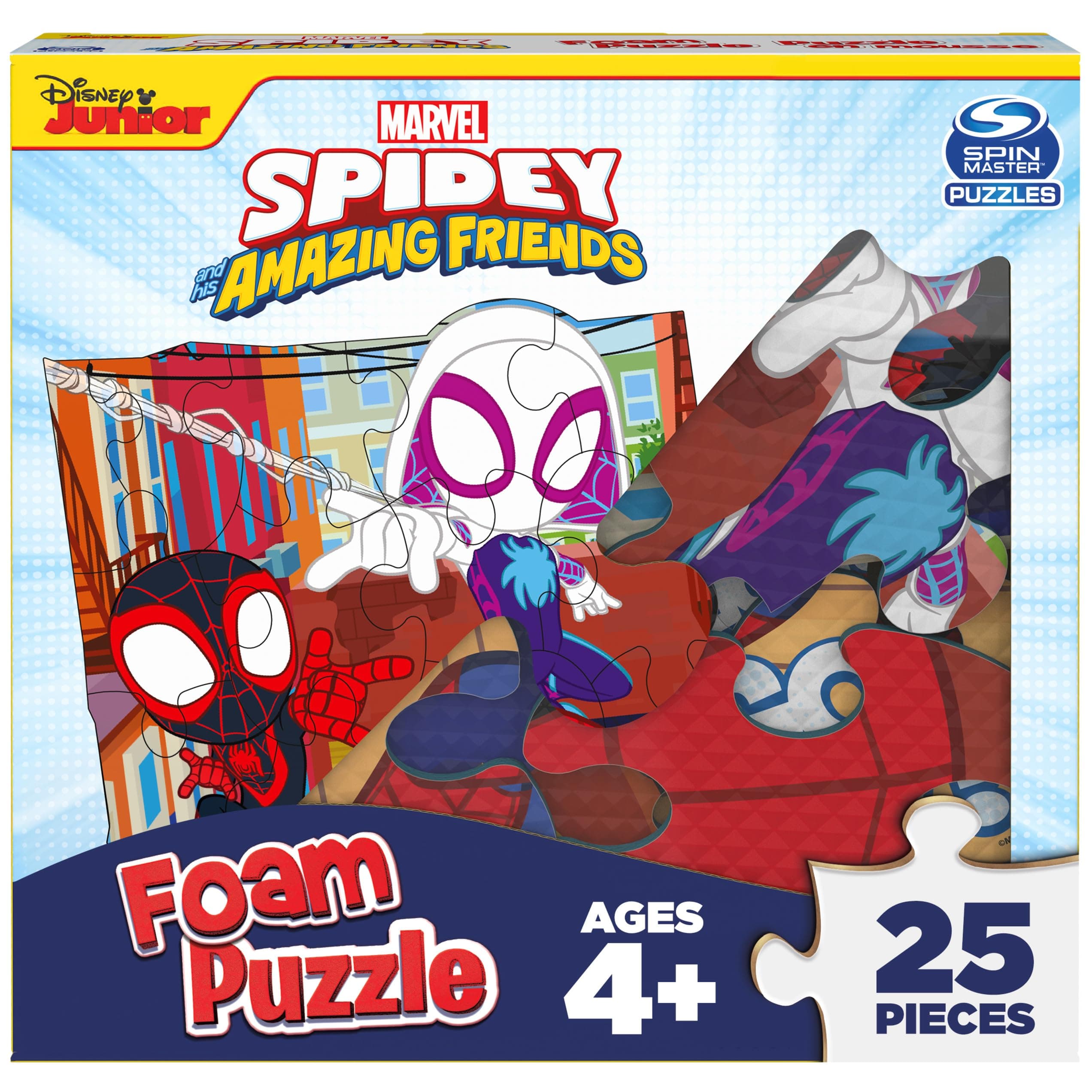Spin Master Games, Marvel Spidey and His Amazing Friends Puzzles, Squishy Foam Puzzle, 25 Pieces, Spiderman Toys, for Ages 4 & Up