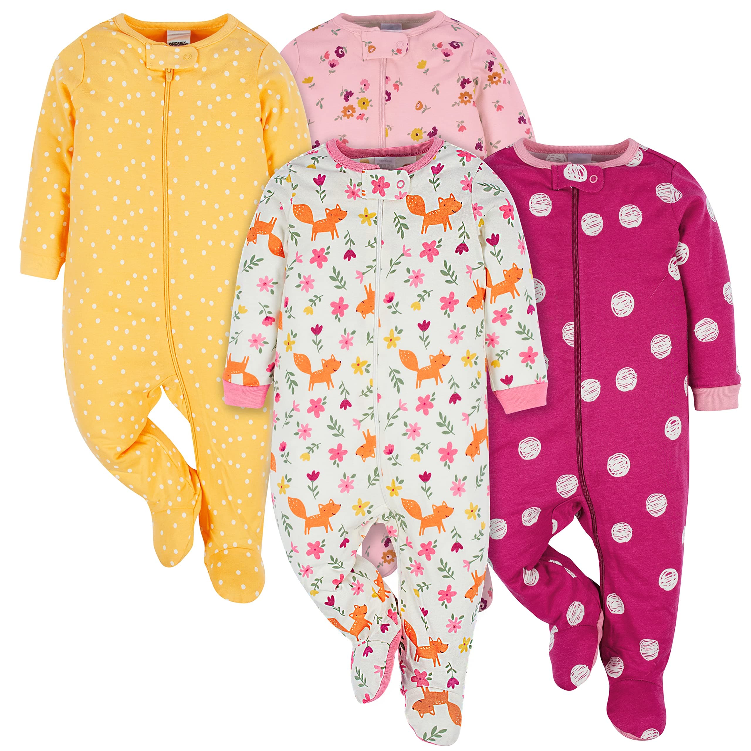 Baby Girls' 4-pack Sleep 'N Play Footies Multi Pack