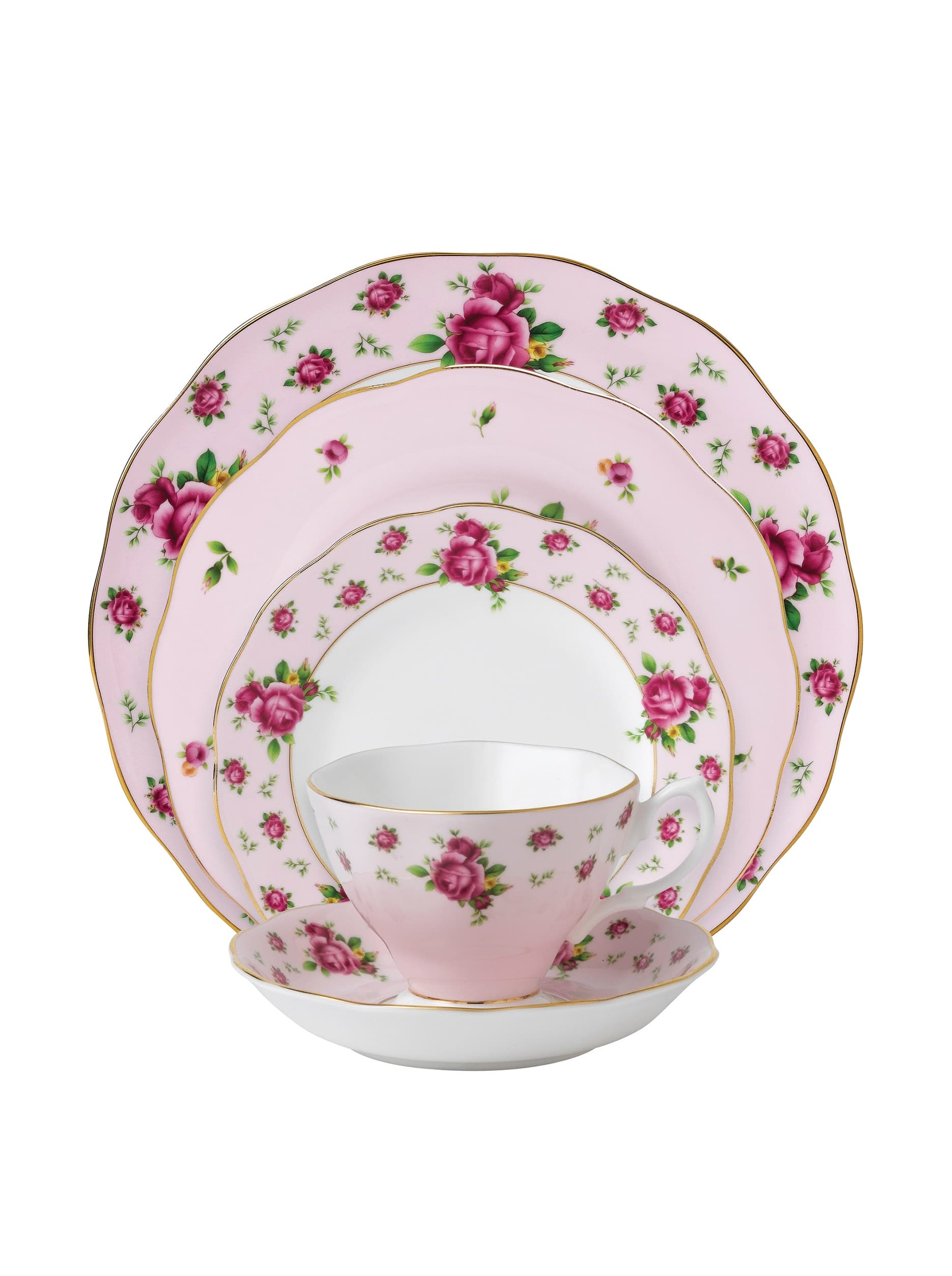 - New Country Roses Pink 5-Piece Place Setting