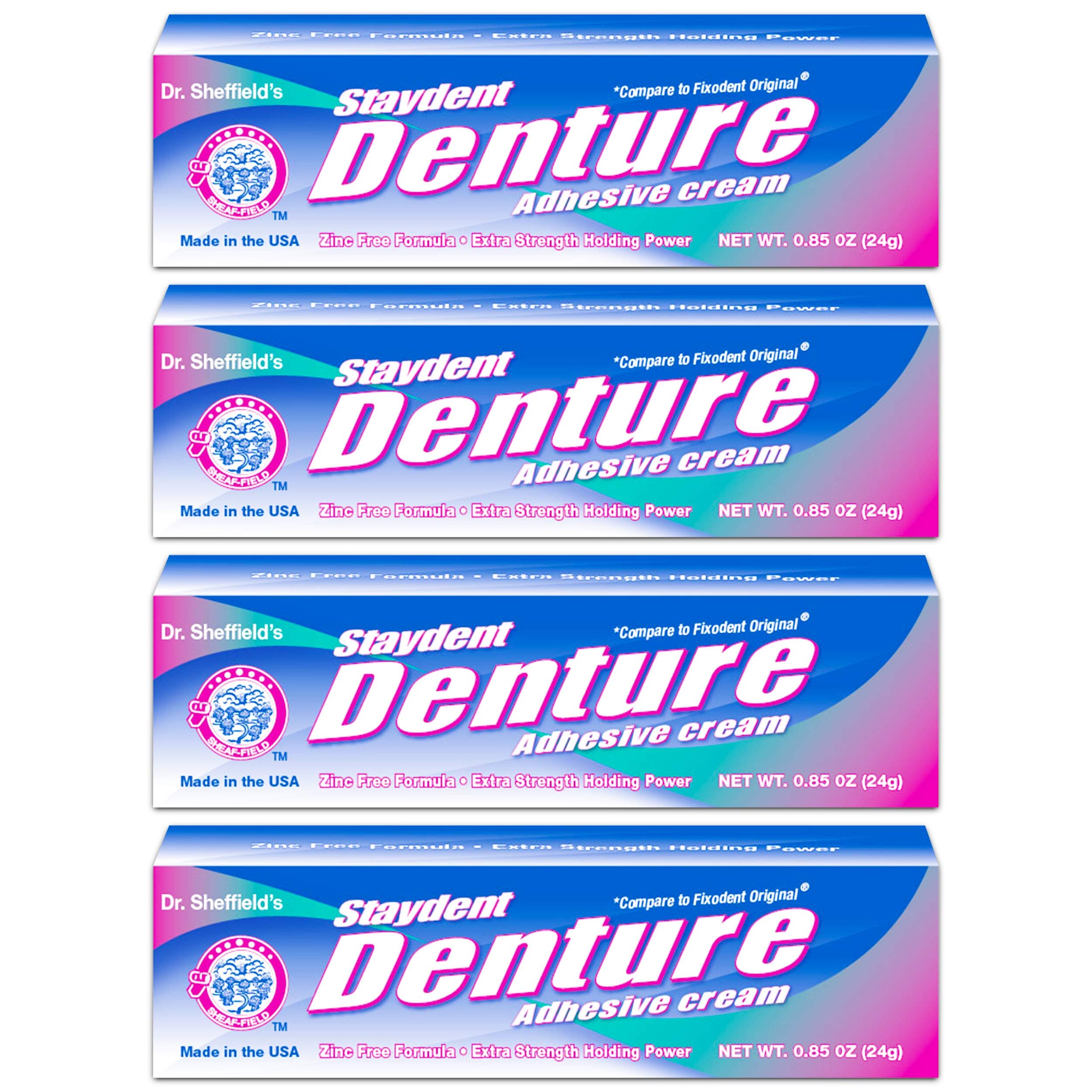 Staydent Denture Adhesive Cream, Dr. Sheffield's, 0.85 Oz. (Pack of 4) by Sheffield Pharmaceuticals