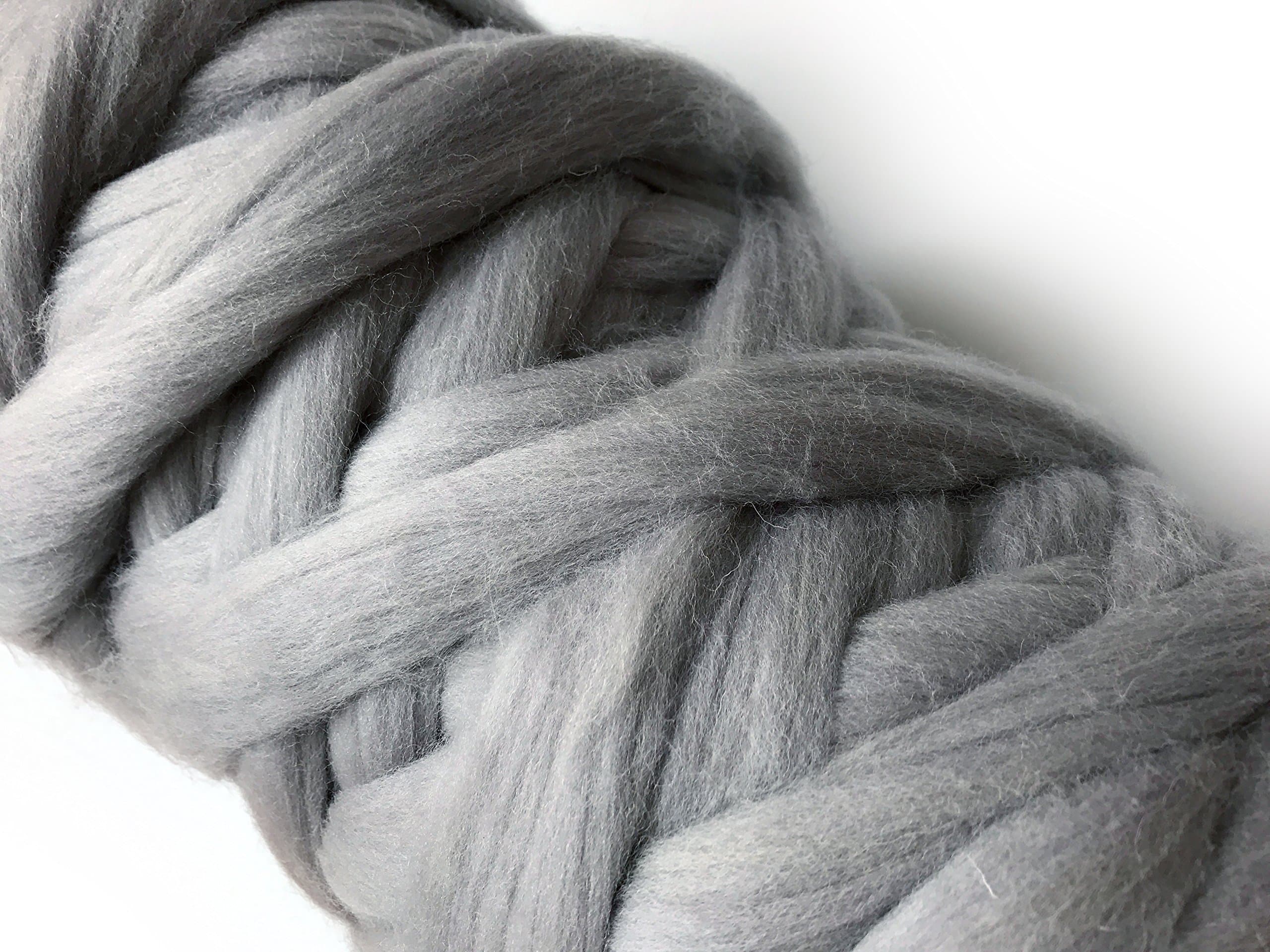 Super Chunky Merino Wool Tops for arm knitting crochet and felting 2kg skein yarn Grey