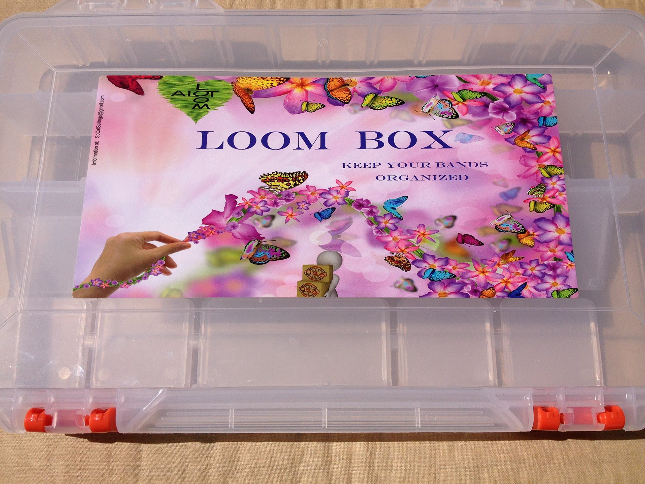 The YOURganizer-Storage Container Boxes, Clear Plastic Organizer Bins for Small Parts, Pink Latches, 14x9x1.5.