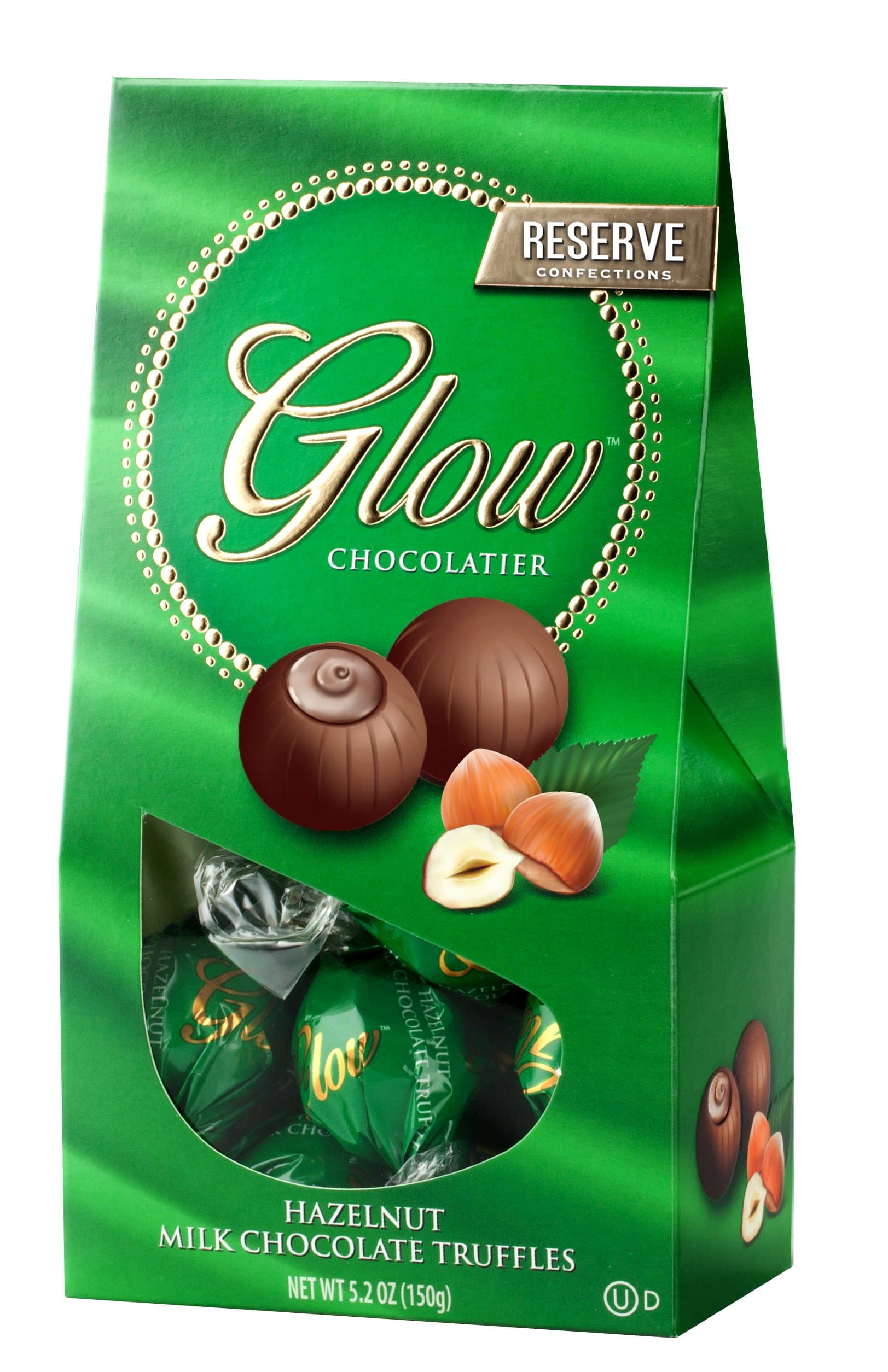 Glow Premium Kosher Hazelnut Milk Chocolate Truffles Gift Box 5.2-ounce Box (1 Pack)