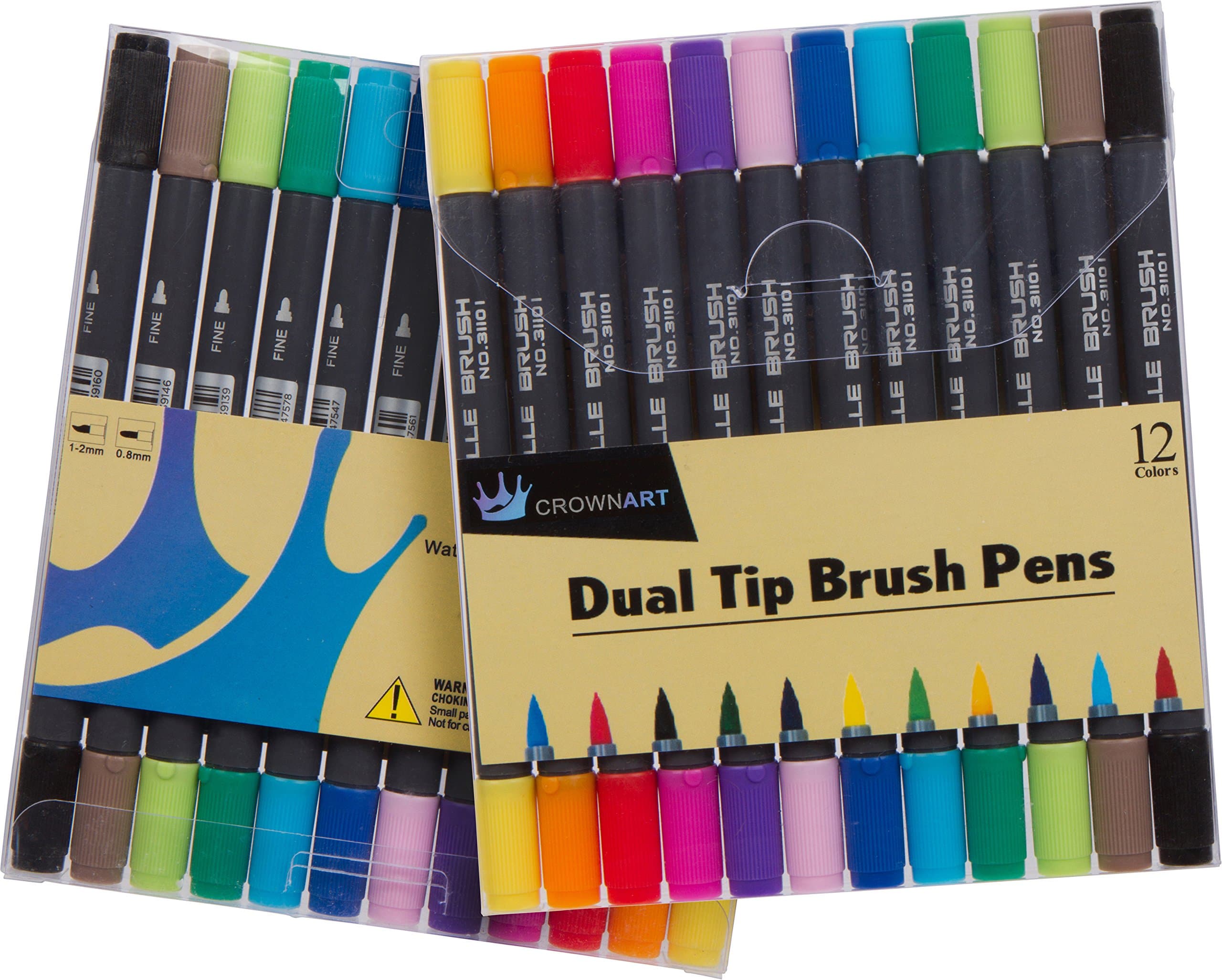 Dual Brush Pens with Brush and Fine Tip for Calligraphy Brush Pen Set of 12