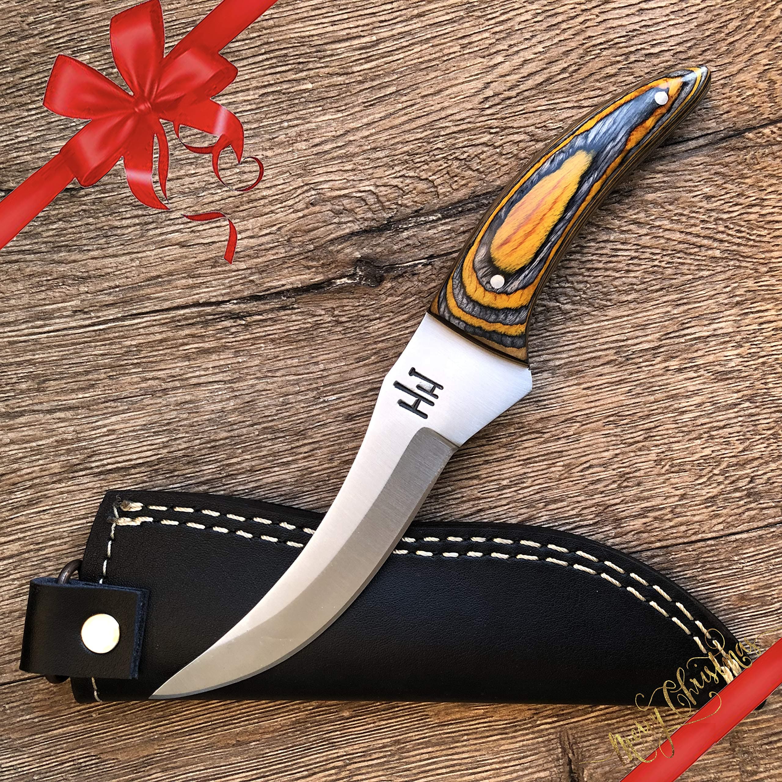 Hobby Hut HH-321, 420C Steel Custom Handmade Hunting Knife with Sheath Fixed Blade Bushcraft Knife Full Tang Designed for Camping and Survival