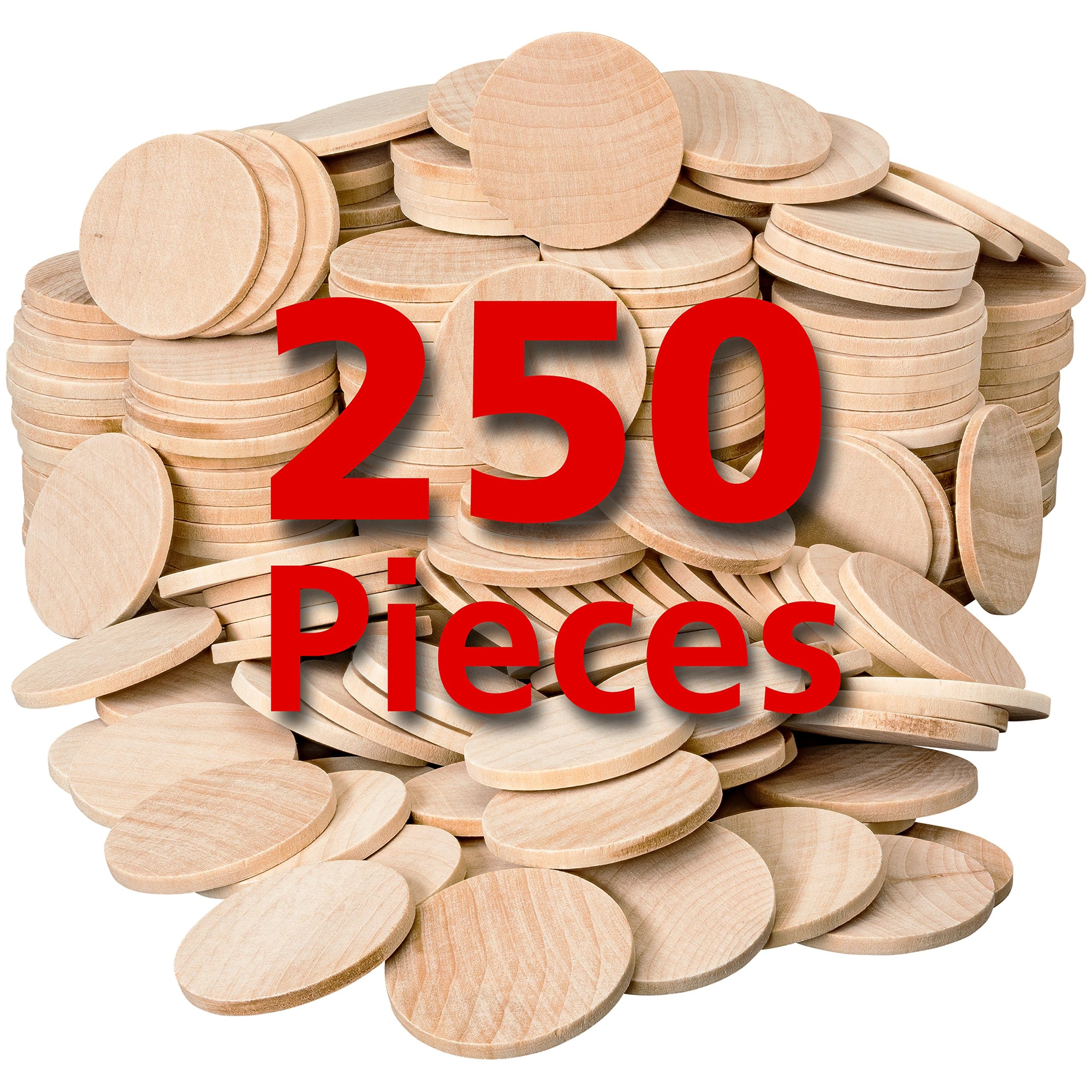 Round Unfinished Natural Wood Circles for Arts and Crafts 1.5 Inches (250 Pieces) by Dragon Drew
