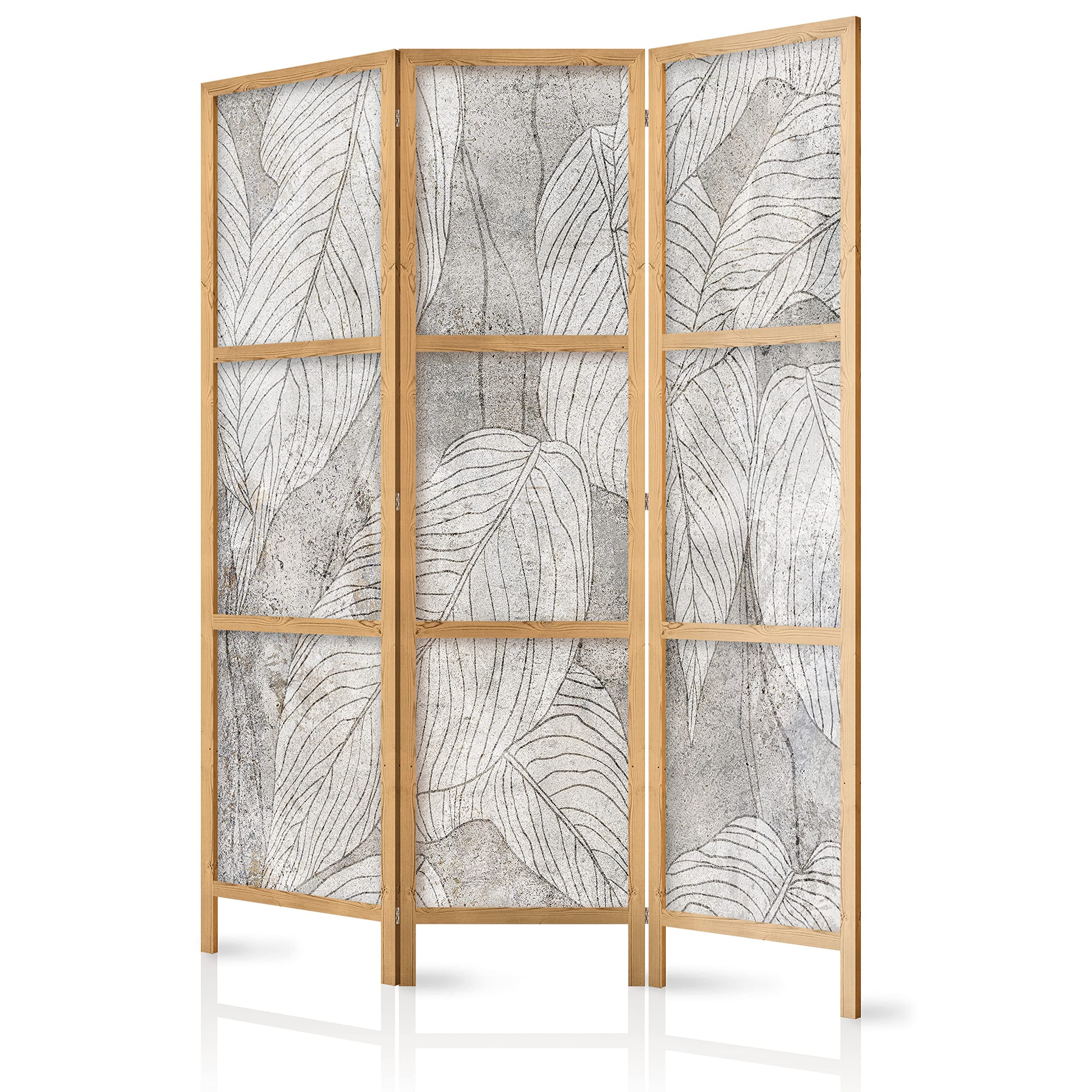 murando Room divider Leaves plant motive nature abstract 135x171cm / 54"x68" 3 pieces Non-Woven Canvas Single-Sided Folding Screen Privacy wood pattern design hand made Home office Japan b-C-0813-z-b
