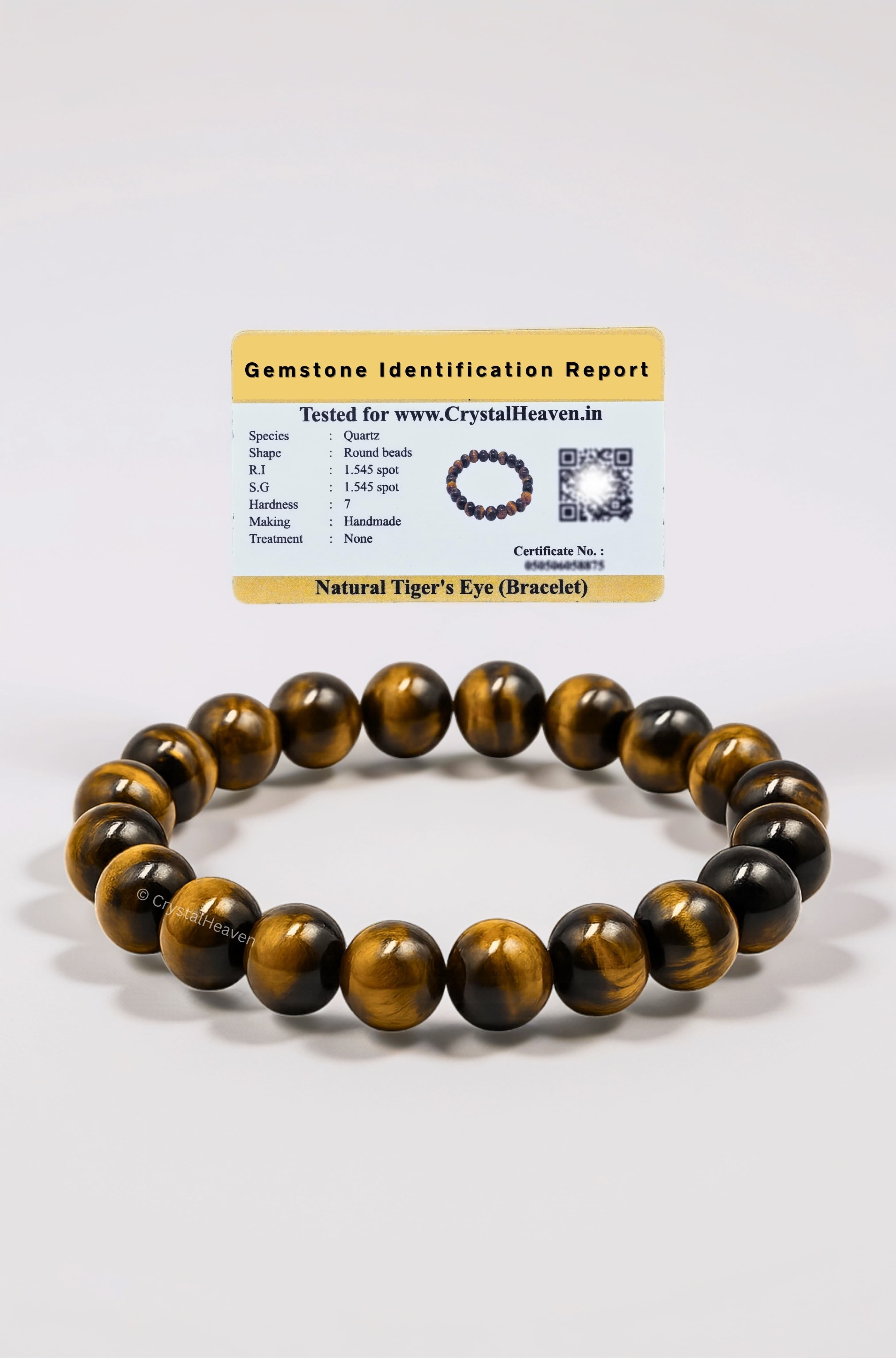 Crystal Heaven Certified Crystal Bracelet for Women Men with Healing Crystal and Reiki Stone - Original Authentic Elastic Beaded Bracelet for Money, Success & Positive Energy