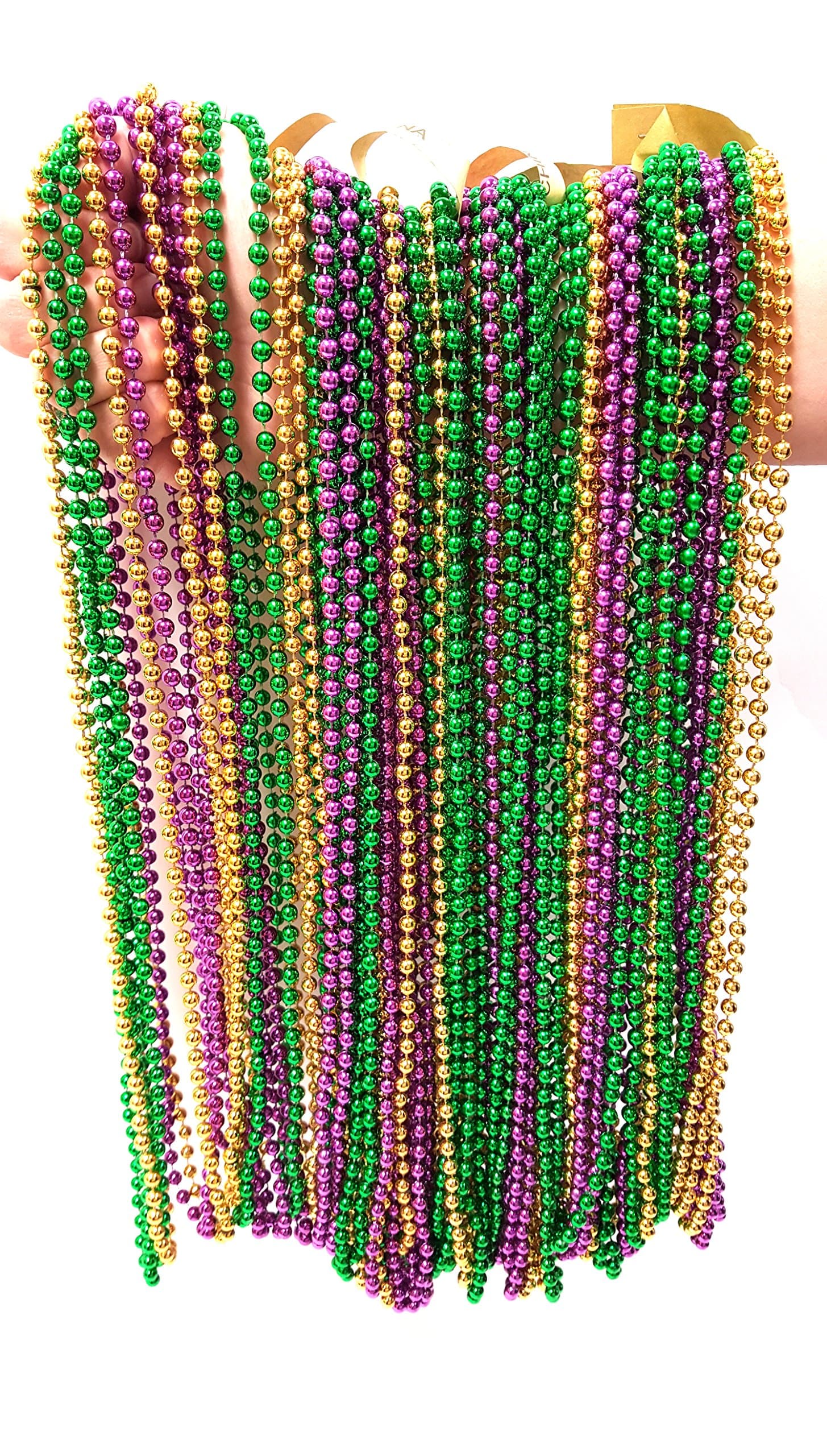Metallic Beaded Necklaces, Mardi Gras Necklaces, Festive Necklace Multi Packs (144 Piece Pack)