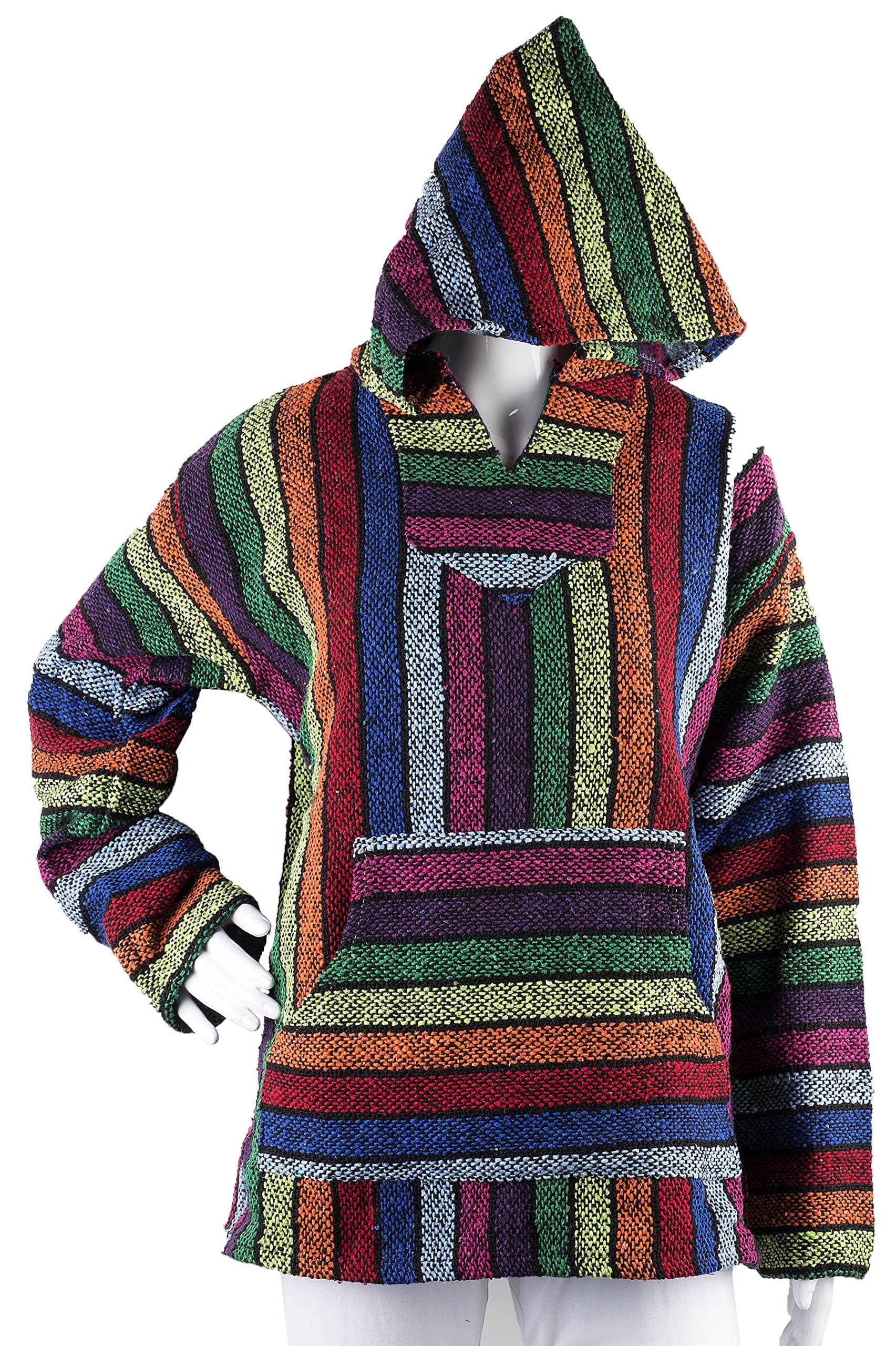 Unisex Multicolor/Rainbow Mexican Baja Hoodie Jacket
