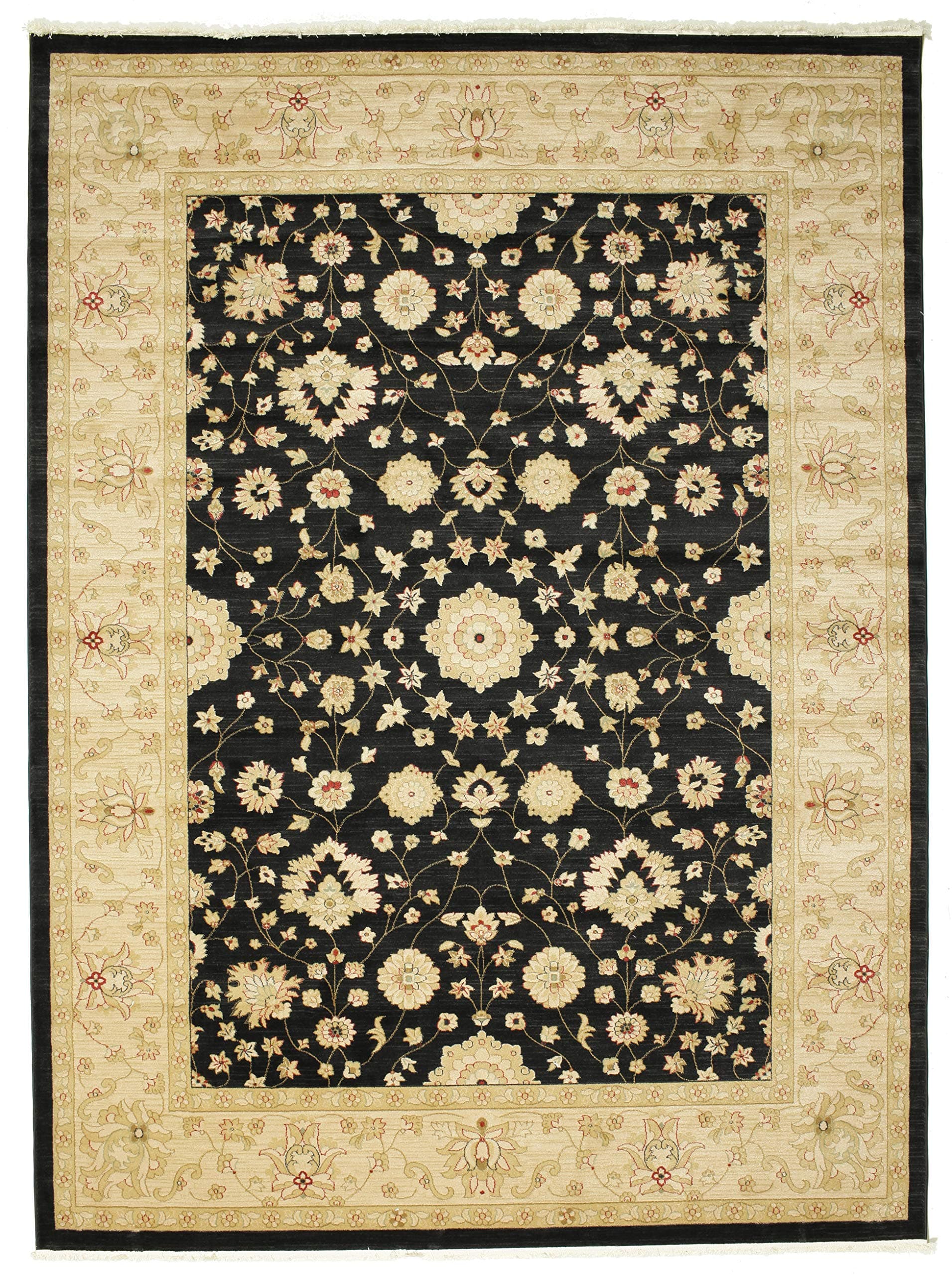 RugVista, Farahan Ziegler Rug, Medium Pile, 9'8 x 13'1 ft (300 x 400 cm), Rectangle, Oriental Ziegler Rug, Oeko-Tex Standard 100, Polypropylene, Hallway, Bedroom, Kitchen, Living Room, Black, Black