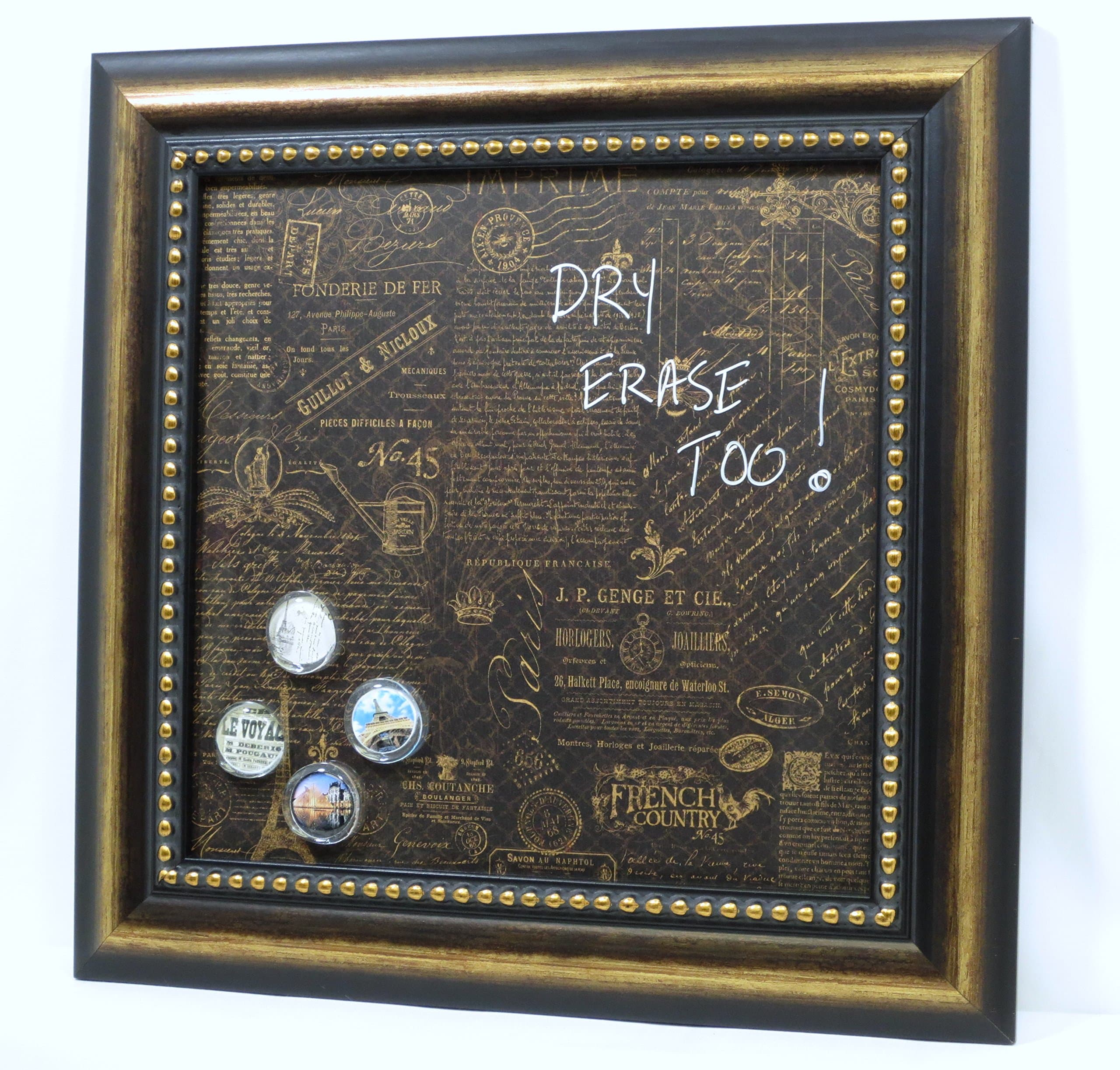 Handcrafted Magnetic Dry-Erase Memo Board - Decorative Framed Memo Board - French Country Design - includes magnets