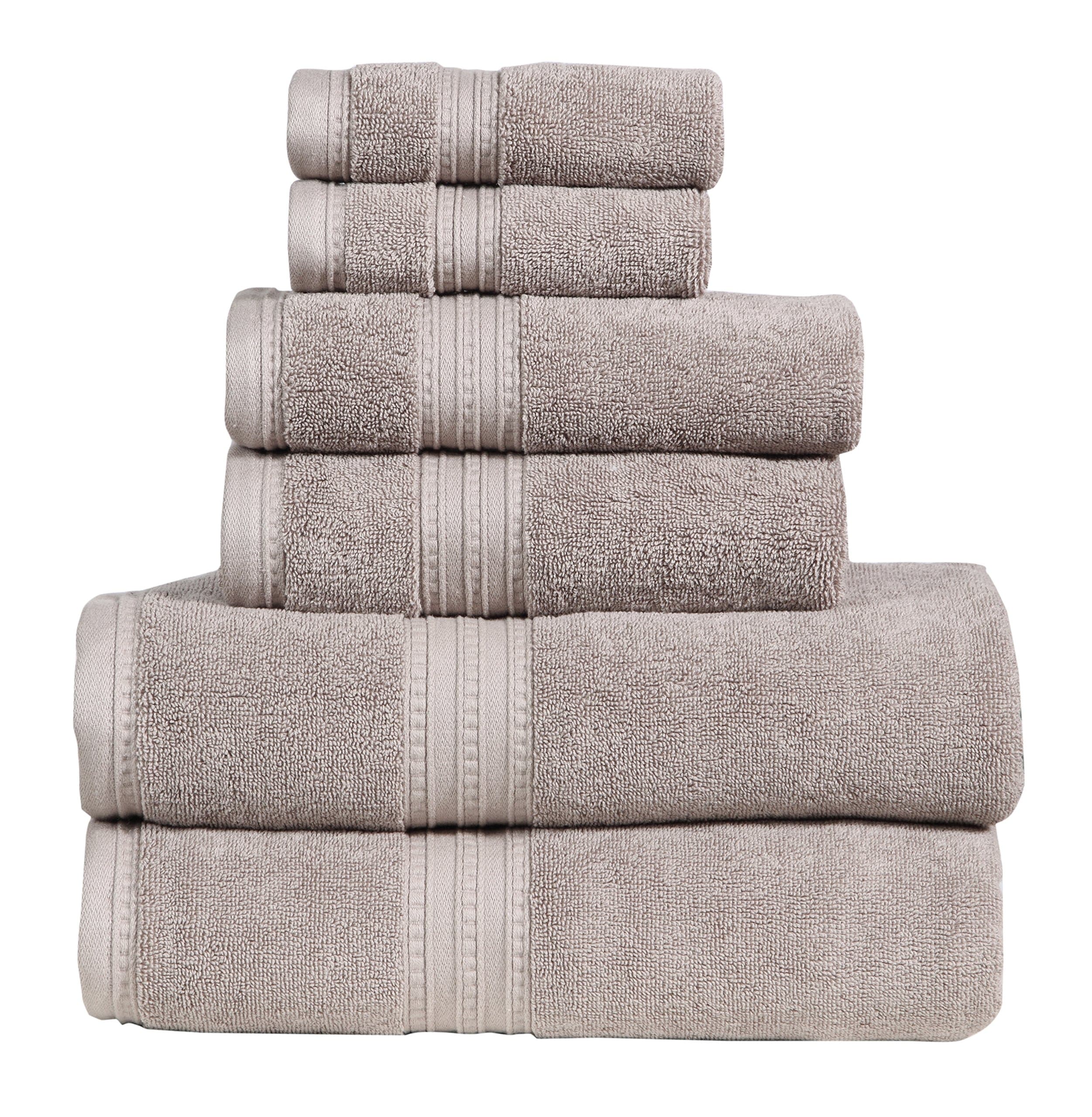DREAM CASTLE 650 GSM 100% Cotton 6 Piece Bath Towel Set,Muddy Taupe, Hotel & spa Towel,Monarch Collection Terry Towel Set (Muddy Taupe, 90023)