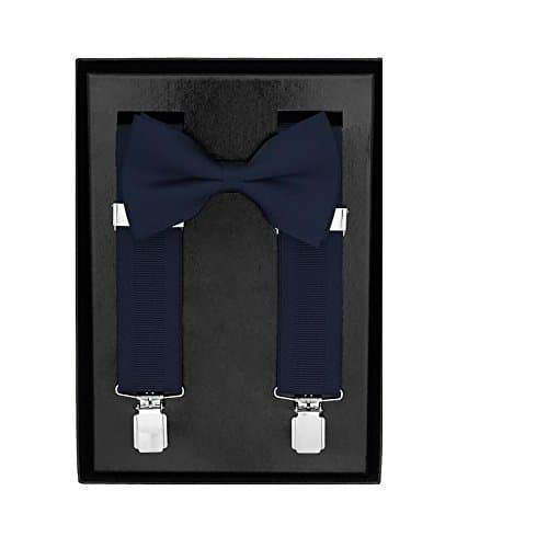 Navy Blue Classic Traditional Bow Tie Braces Gift Set 2 Piece