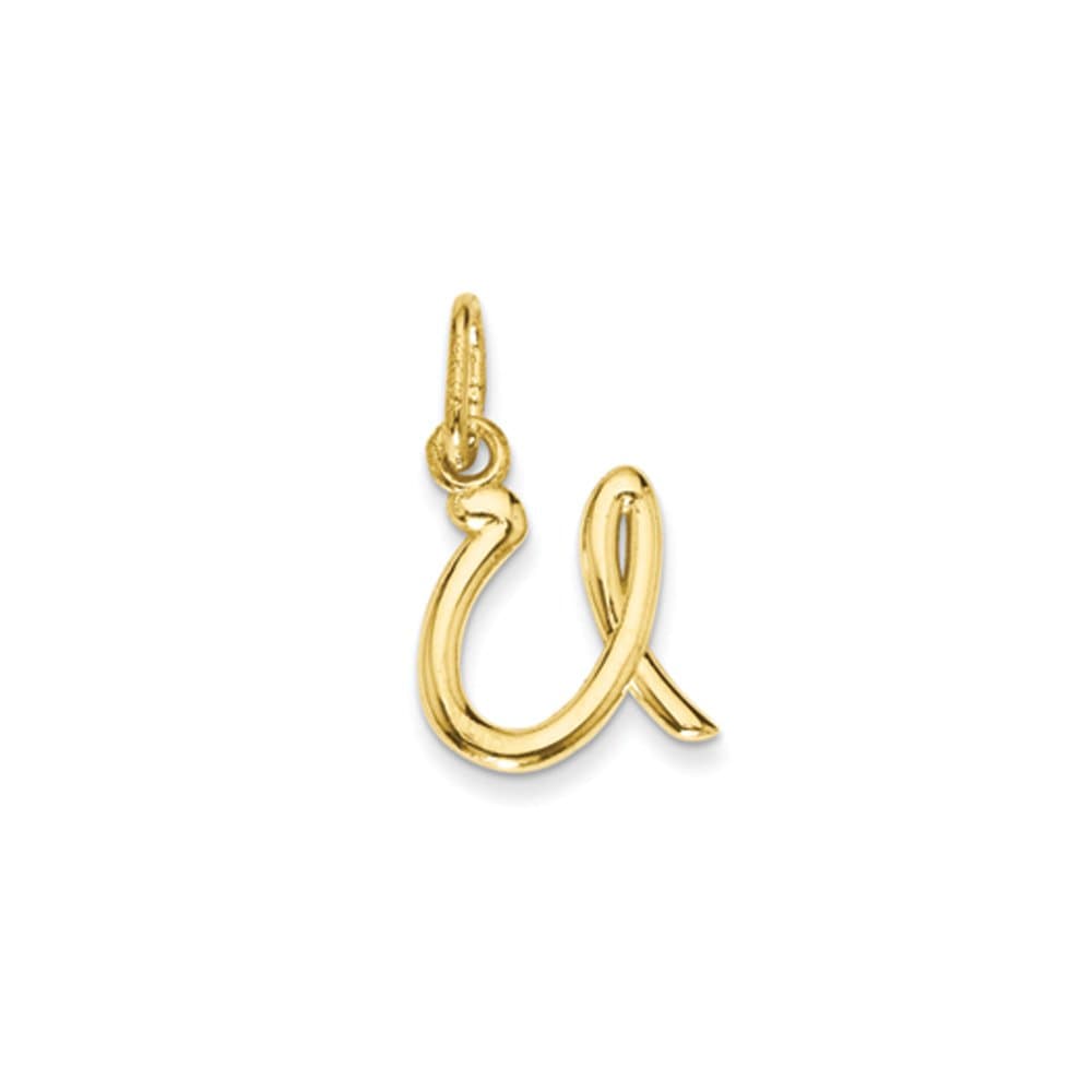 Black Bow Jewelry 14k Yellow Gold, Claire Collection Mini Lower Case Initial U Charm