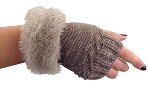Faux Fur Fingerless Gloves (Tan)