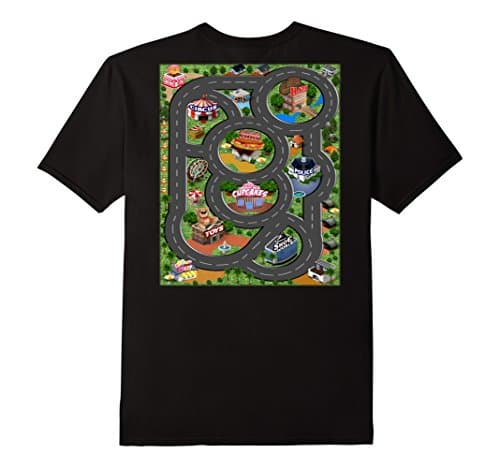 Mens Play Cars on Daddy's Back Gift for Dad & Kids Play Mat Shirt 2XL Black