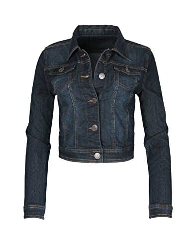 ZIMEGO Womens Slim Crop Top Denim Jacket Long Sleeve Button Up Comfort Stretch