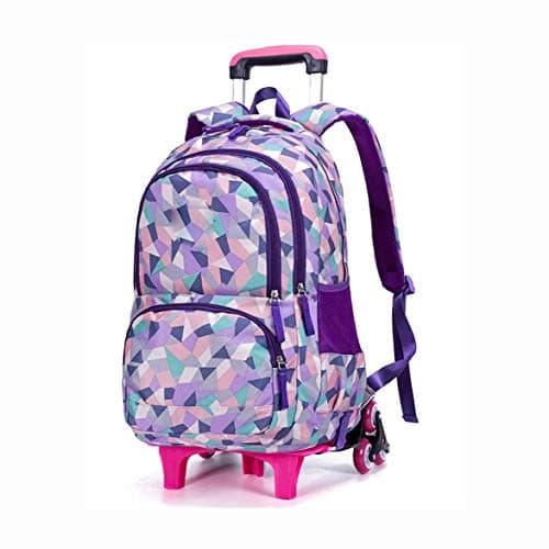 HEMFV Large Capacity Kids Rolling Backpacks Luggage Six Wheels Unisex Trolley School Bags (Color : Purple)