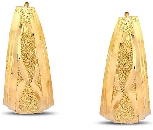 Certified Indian Handmade Solid 22K 916 Stamped Fine Gold Carved Hoops Earrings