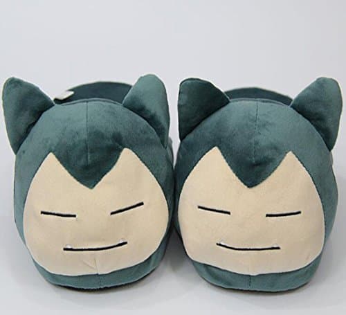 Follow918 Cartoon Pocket Monster Green Snorlax Pattern Creative Plush Slippers Soft Warm House Shoes for Winter Gift for Lovers Families Friends