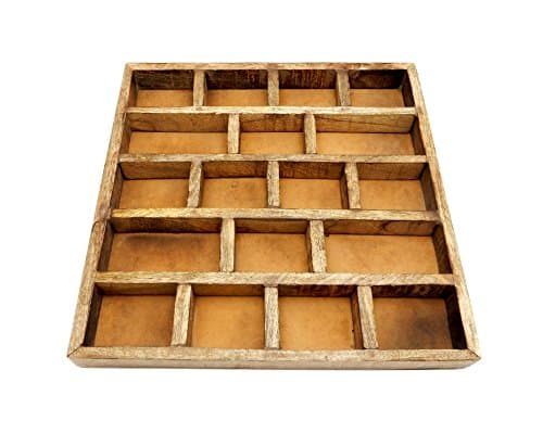 1 (ONE) Crystal Display Wood Tray - Crystal Grid - Crystal Collector Display Organizer (Natural Wood, Checkered)