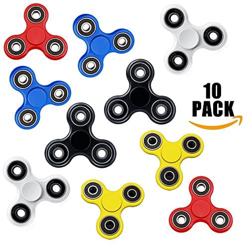 StarForest 10 Pack Multicolored Tri-Spinner Fidget Toy for Kids & Adults - Best Stress Reducer and Try to Focus