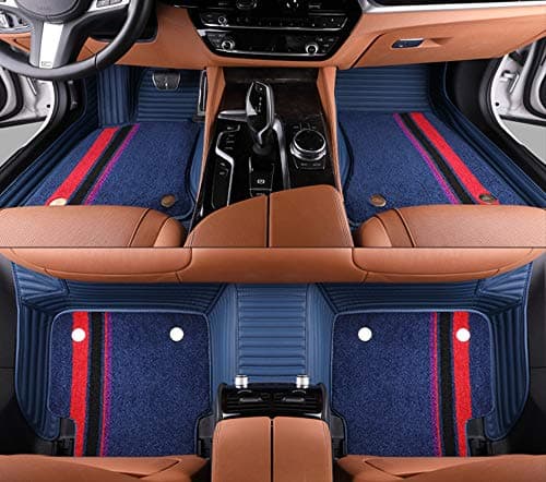 Fit for BMW 1 Series 2012-2019 118i 120i 125i 128i 135i F20 Custom Double Layer Fully Surrounded Removable cashmere Waterproof Non-slip Anti-soil All Weather Car-Styling Leather Rainbow Car floor mats