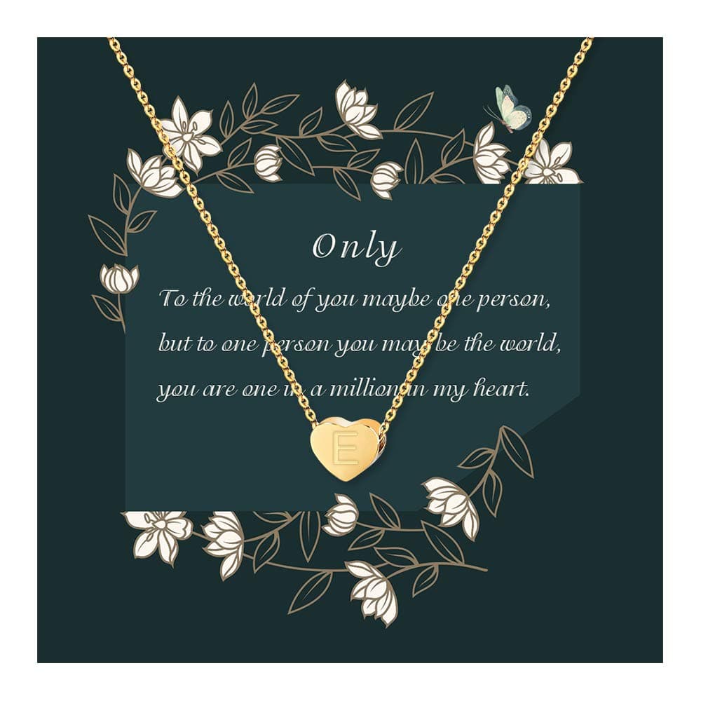 YBMYCM Letter Initial Heart Necklace for Women, 14K Gold Filled Tiny Heart Personalized Letter Heart Choker Necklace Gift with Jewelry Message Card for Her Birthday/Valentines Day/Mother's Day